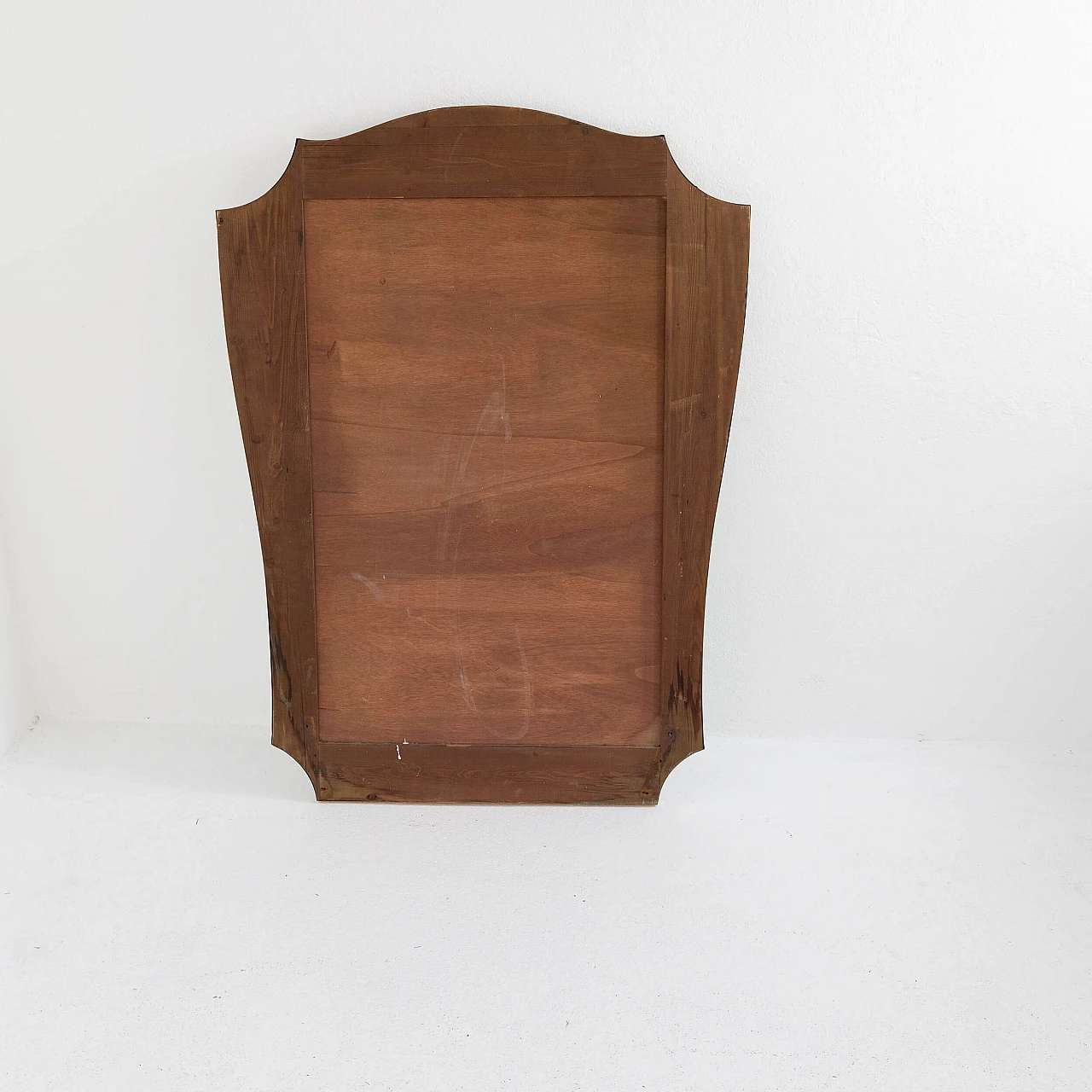 Specchio da parete in ottone e vetro decorato, anni '50 7