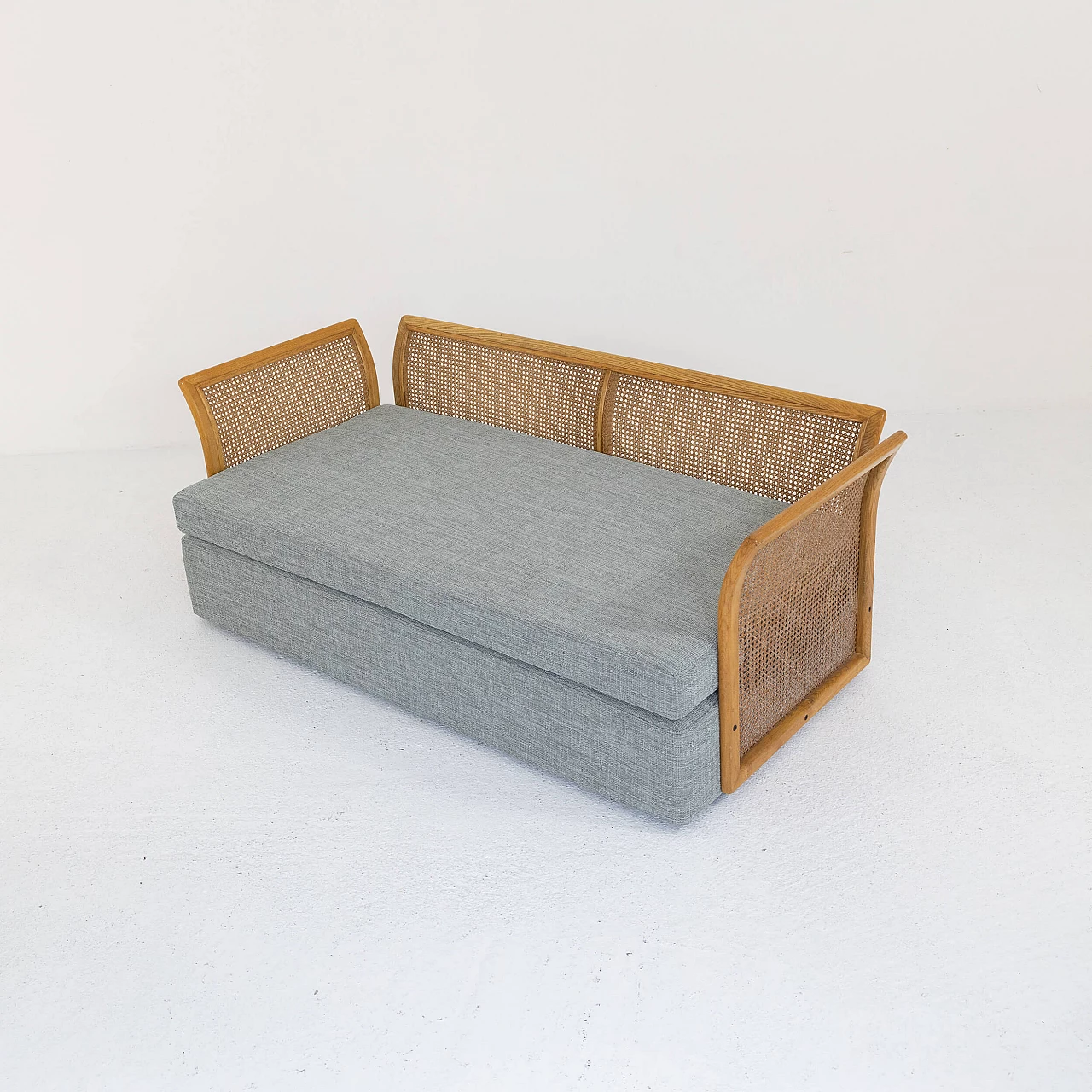 Vienna straw, ash and gray fabric sofa, 1960s 3