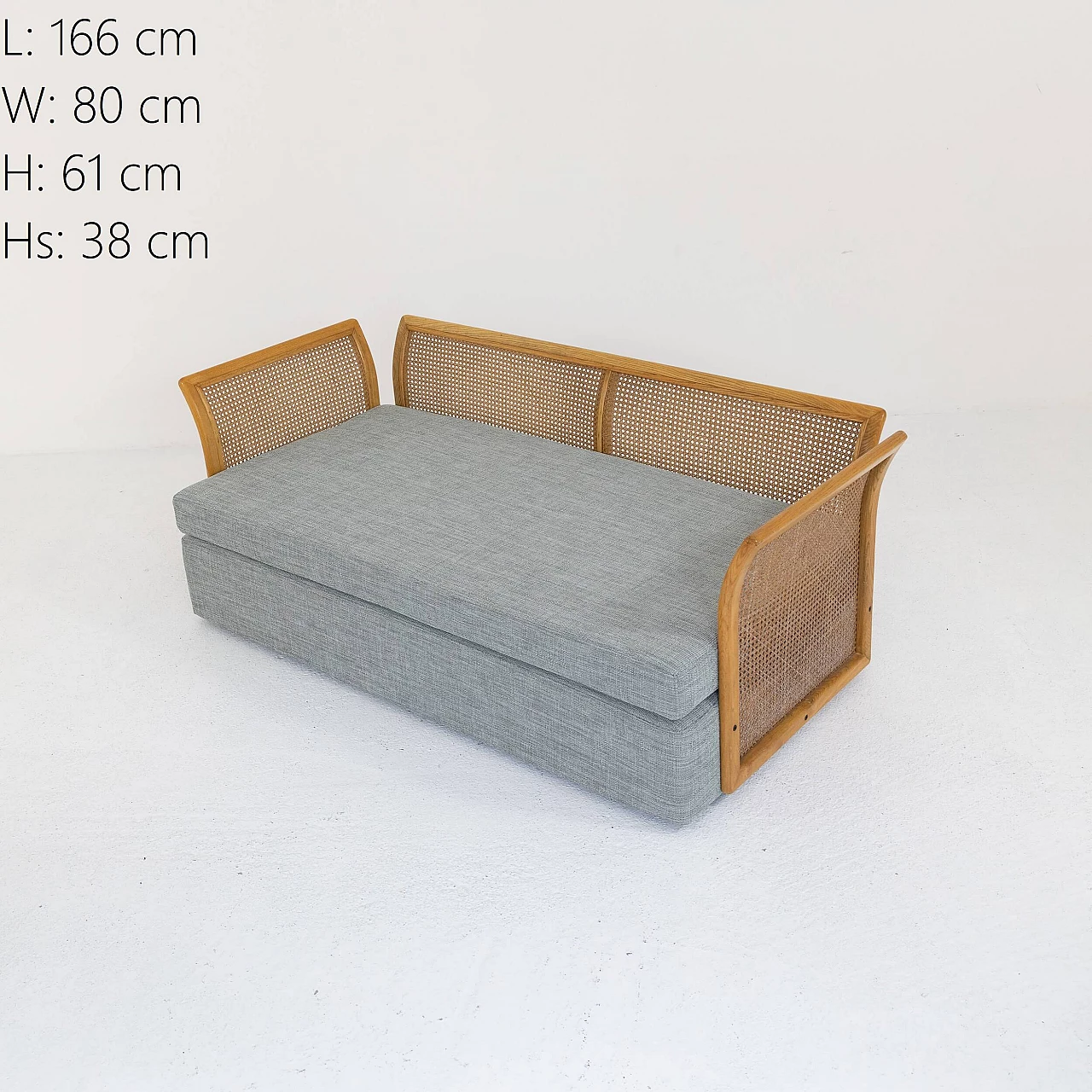 Vienna straw, ash and gray fabric sofa, 1960s 4