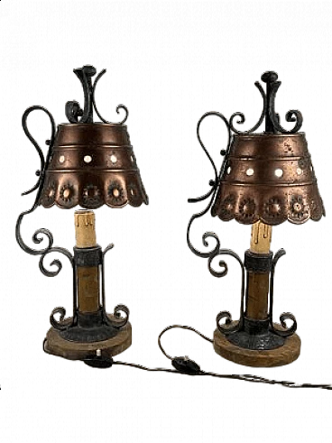 Pair of Brutalist bronze table lamps, 1960s