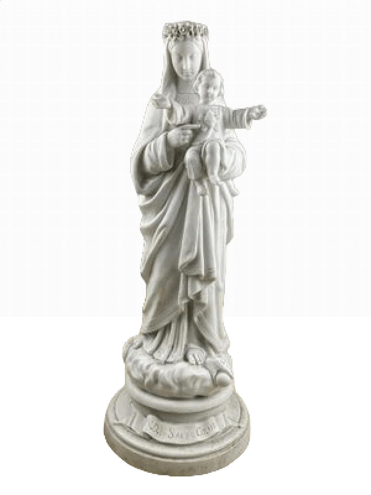 Scultura in porcellana biscuit di Madonna con Bambino, anni '30 14