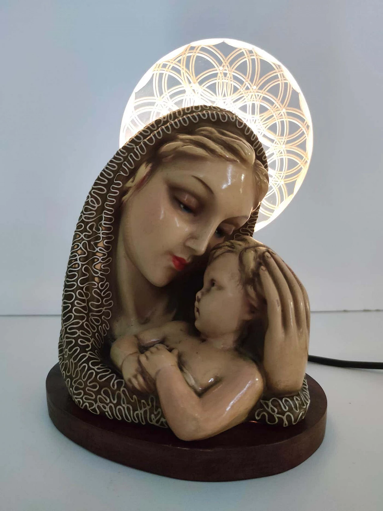 Madonna and Jesus in glazed ceramic and brass by Arturo Pannunzio, 1940s 3