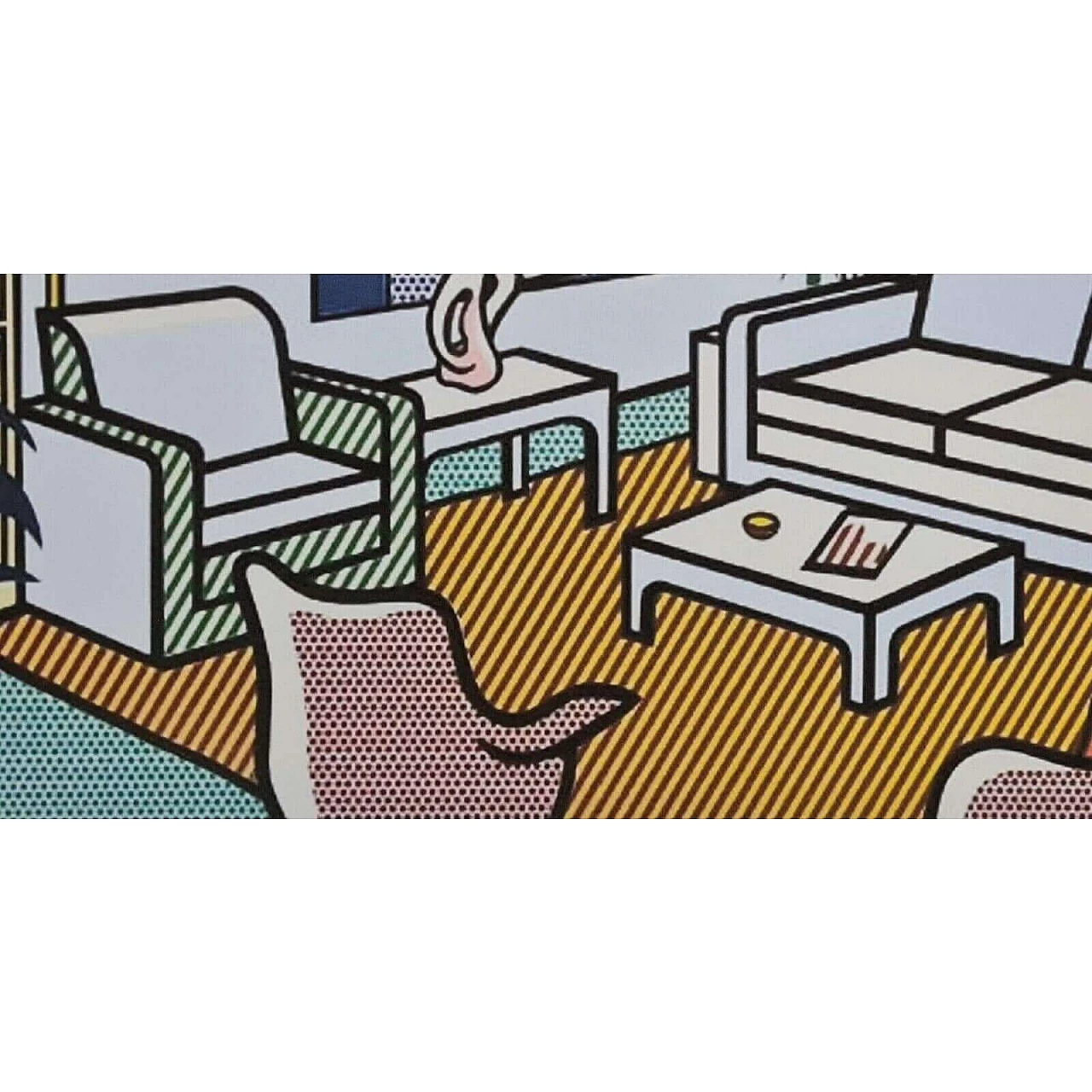 Roy Lichtenstein, Interior with skyline, litografia, anni '80 7