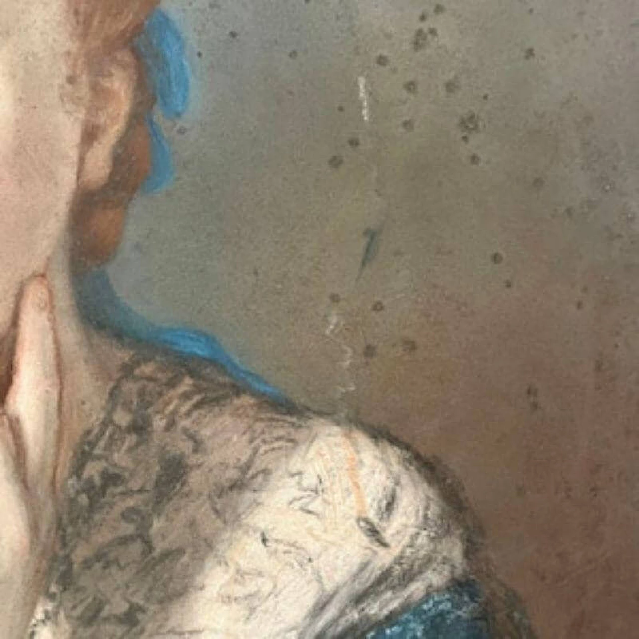 Ritratto ovale di signora con abito blu, olio su tela e pannello, '700 2