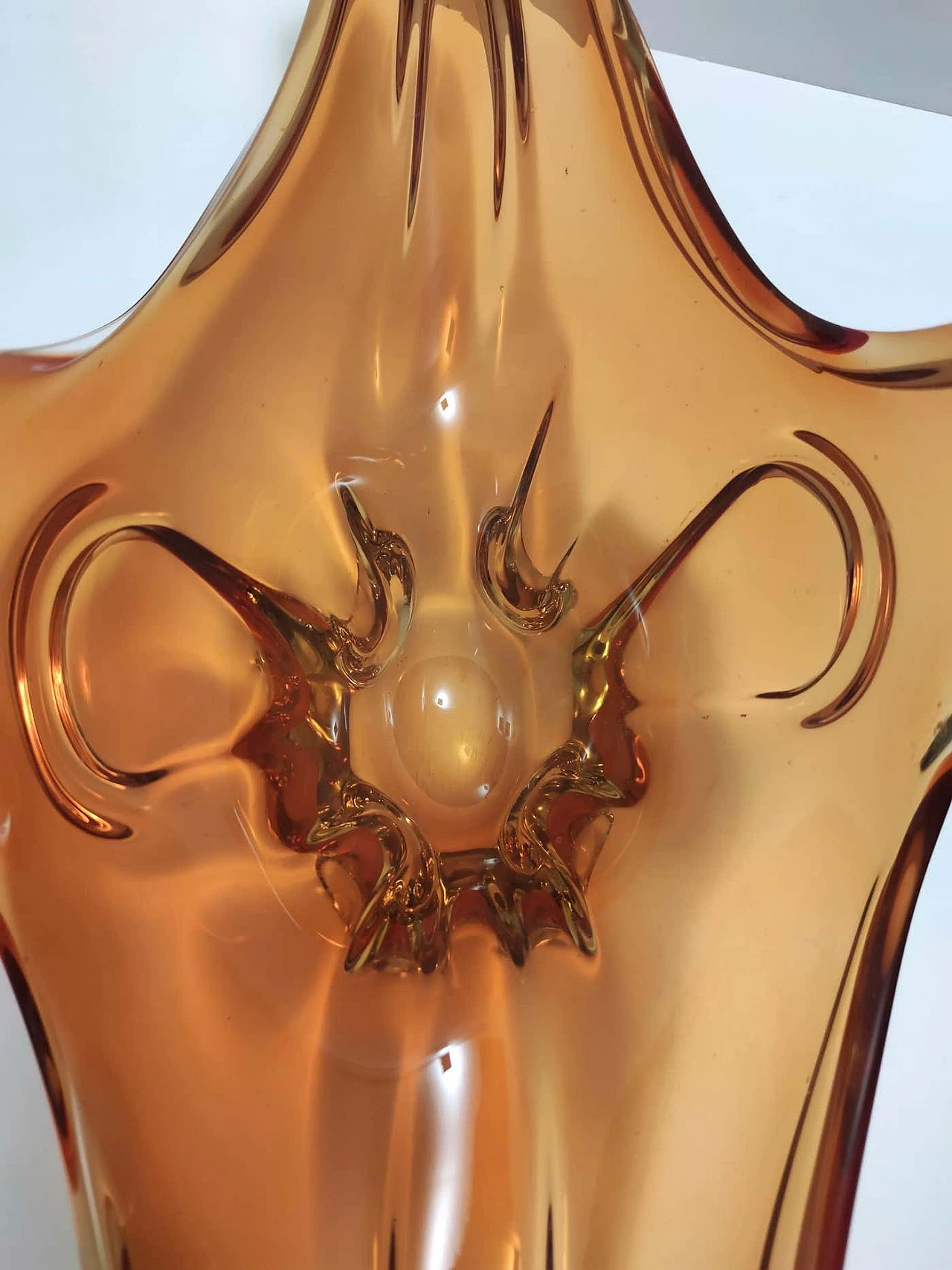 Centrotavola in vetro di Murano Sommerso arancione, anni '60 4