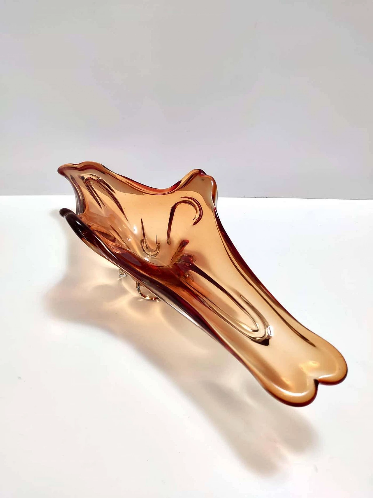 Centrotavola in vetro di Murano Sommerso arancione, anni '60 5