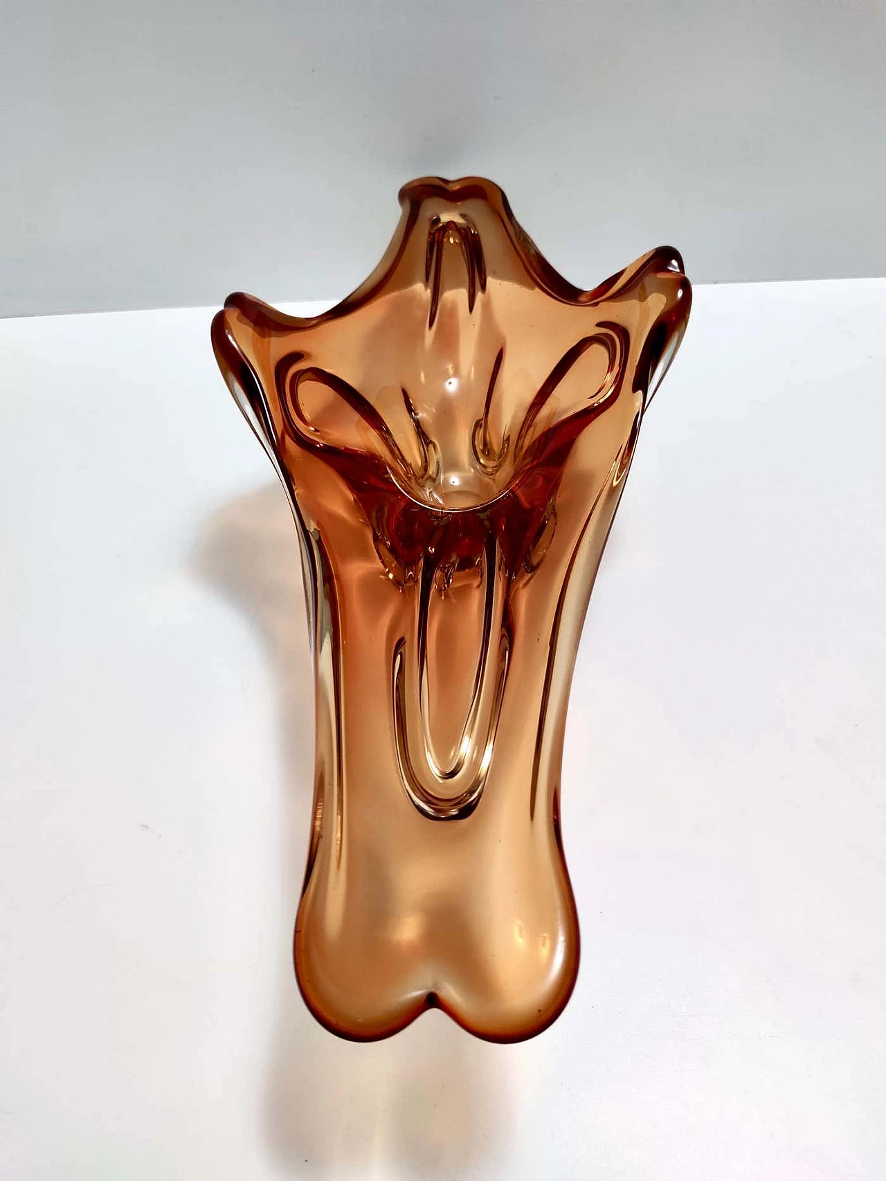 Centrotavola in vetro di Murano Sommerso arancione, anni '60 6