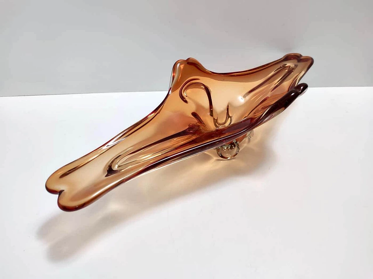 Centrotavola in vetro di Murano Sommerso arancione, anni '60 7