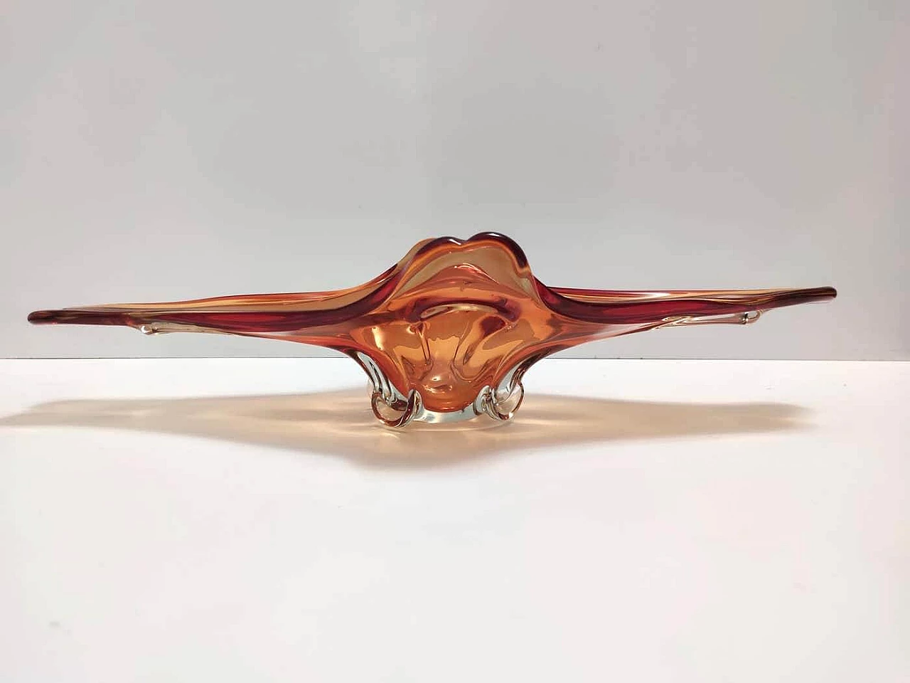 Centrotavola in vetro di Murano Sommerso arancione, anni '60 10