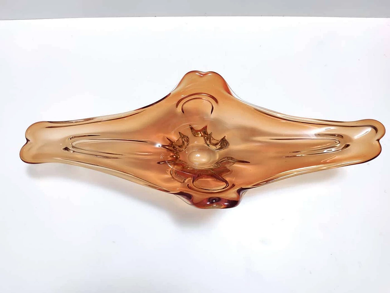 Centrotavola in vetro di Murano Sommerso arancione, anni '60 11