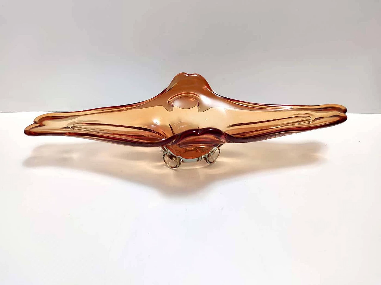 Centrotavola in vetro di Murano Sommerso arancione, anni '60 12