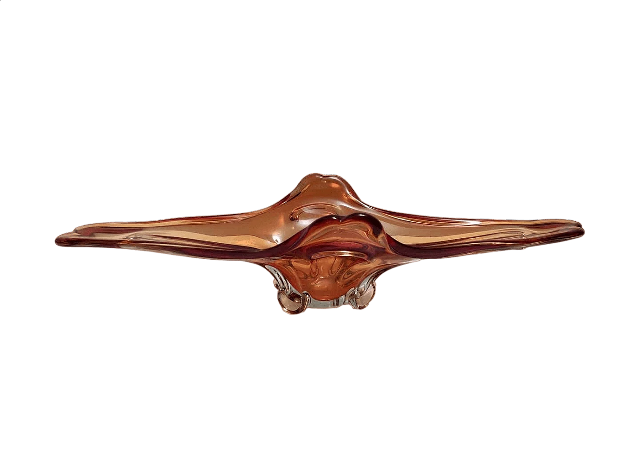 Centrotavola in vetro di Murano Sommerso arancione, anni '60 15