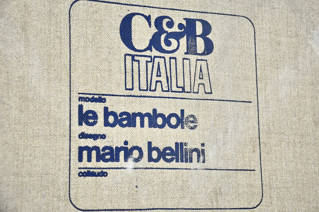 Poltrona lounge Le Bambole in pelle marrone di Mario Bellini per C&B Italia, anni '70 9