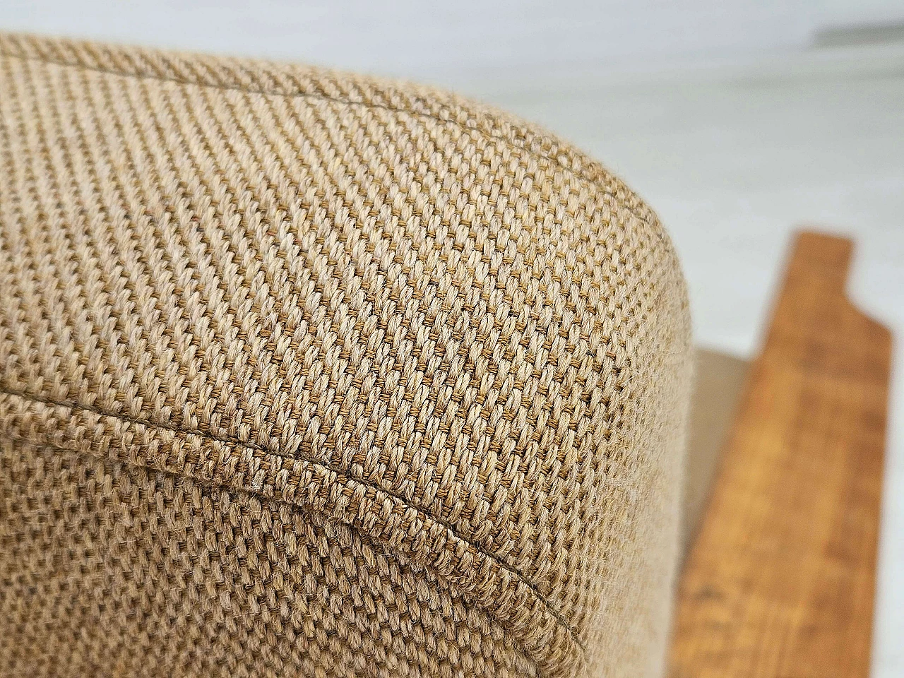 Pair of Danish oak and wool armchairs, 1970s 11