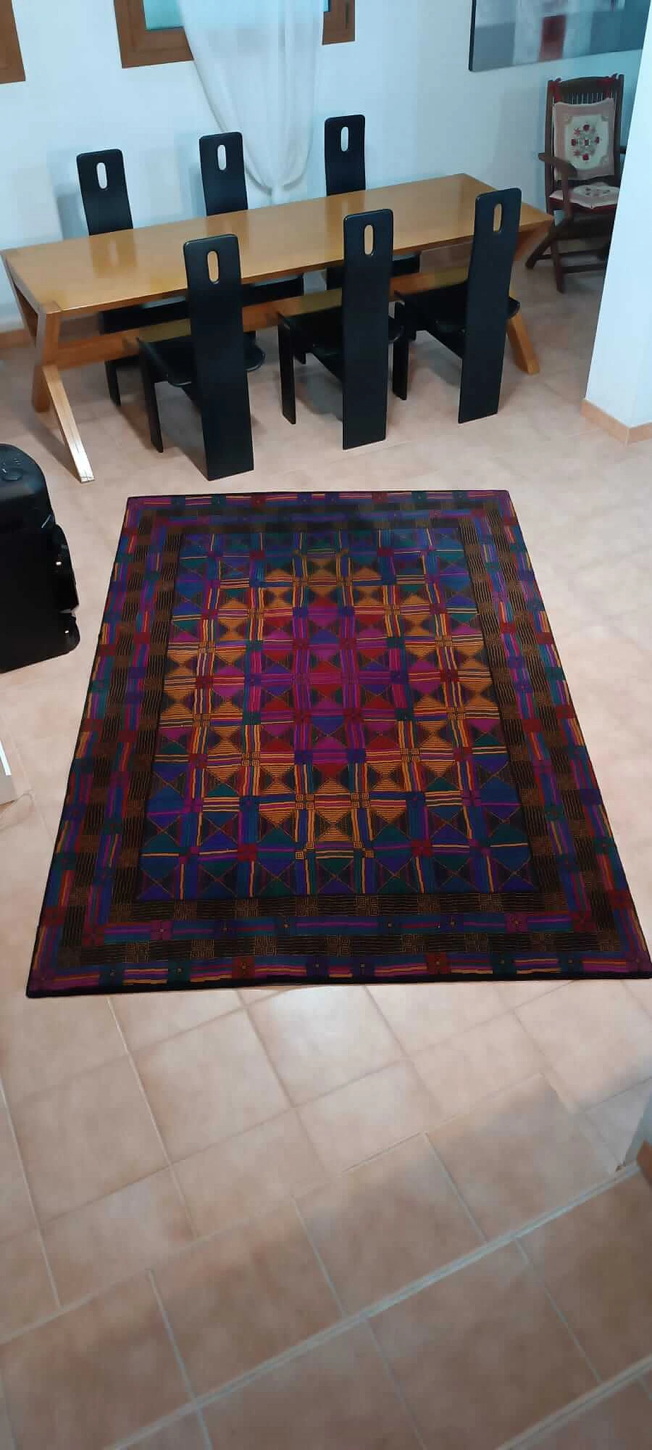 Tappeto Missoni in lana disegno geometrico, anni '80 5