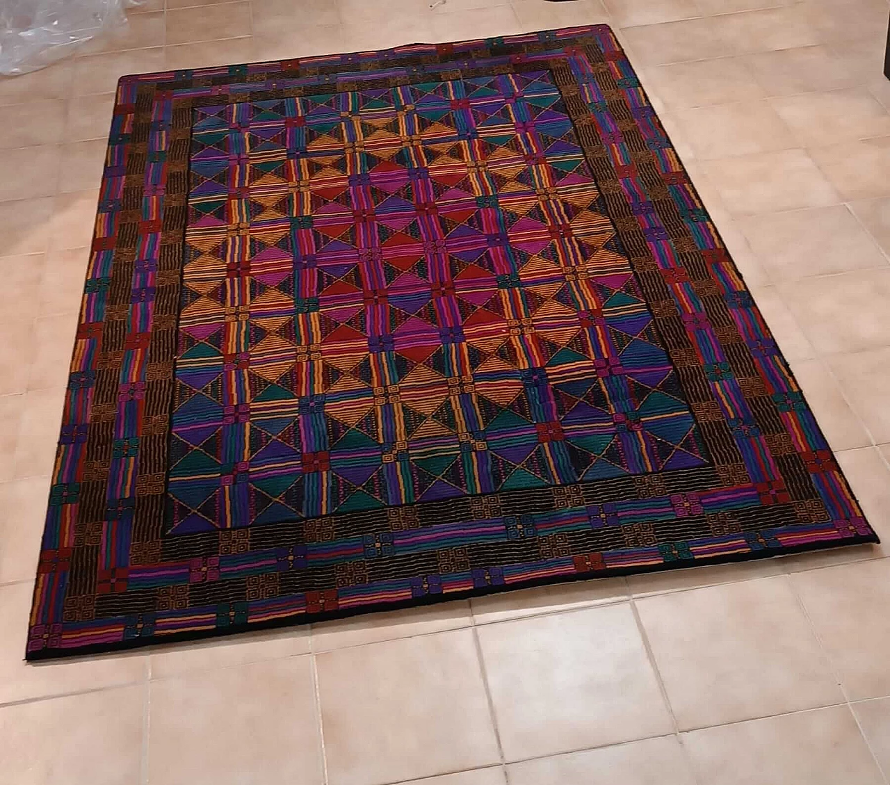 Tappeto Missoni in lana disegno geometrico, anni '80 7