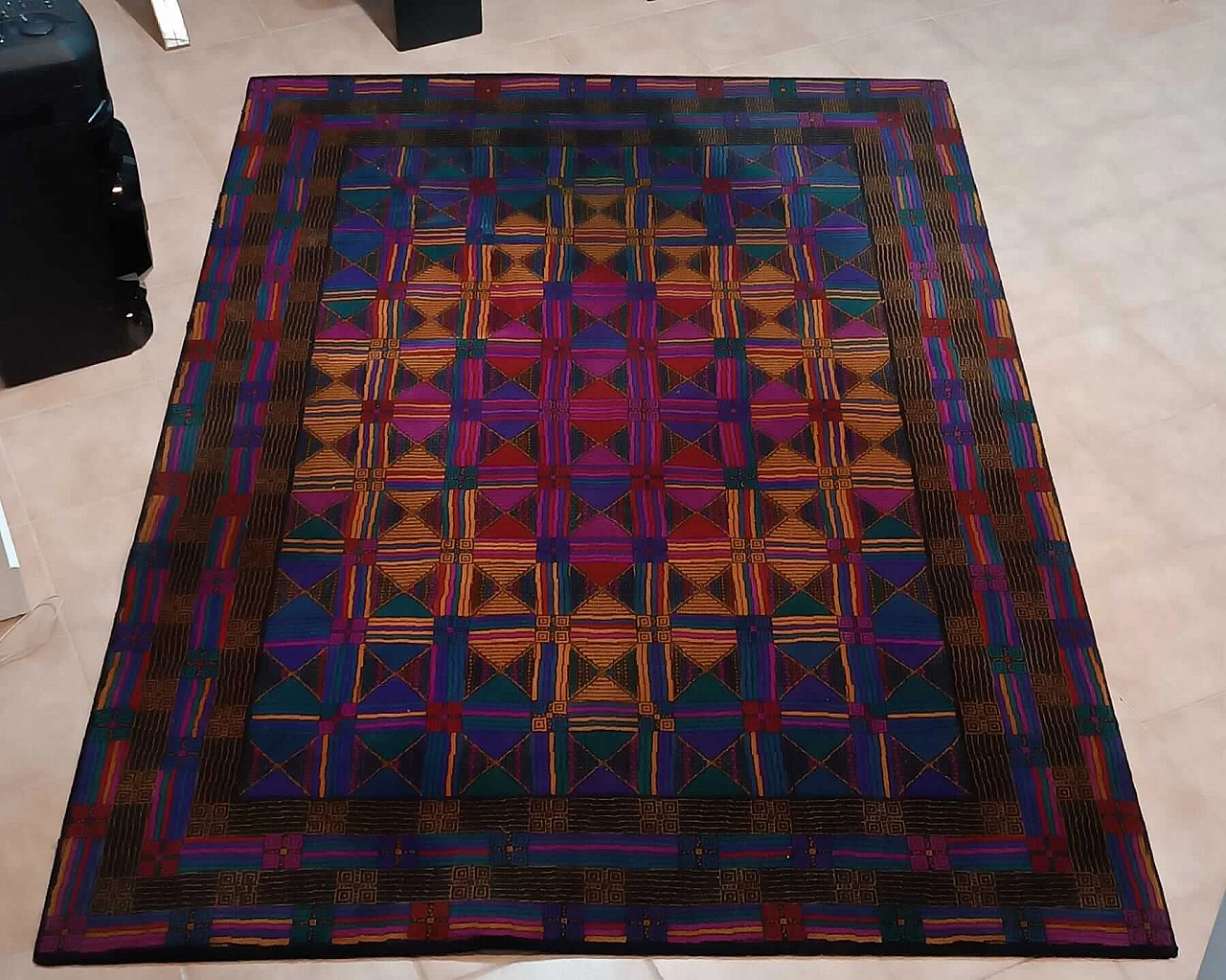 Tappeto Missoni in lana disegno geometrico, anni '80 9