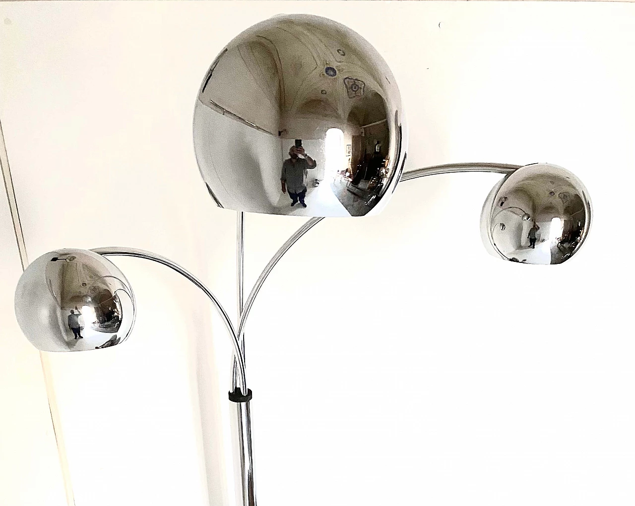 Chromed steel floor lamp by Reggiani, 1960s 5