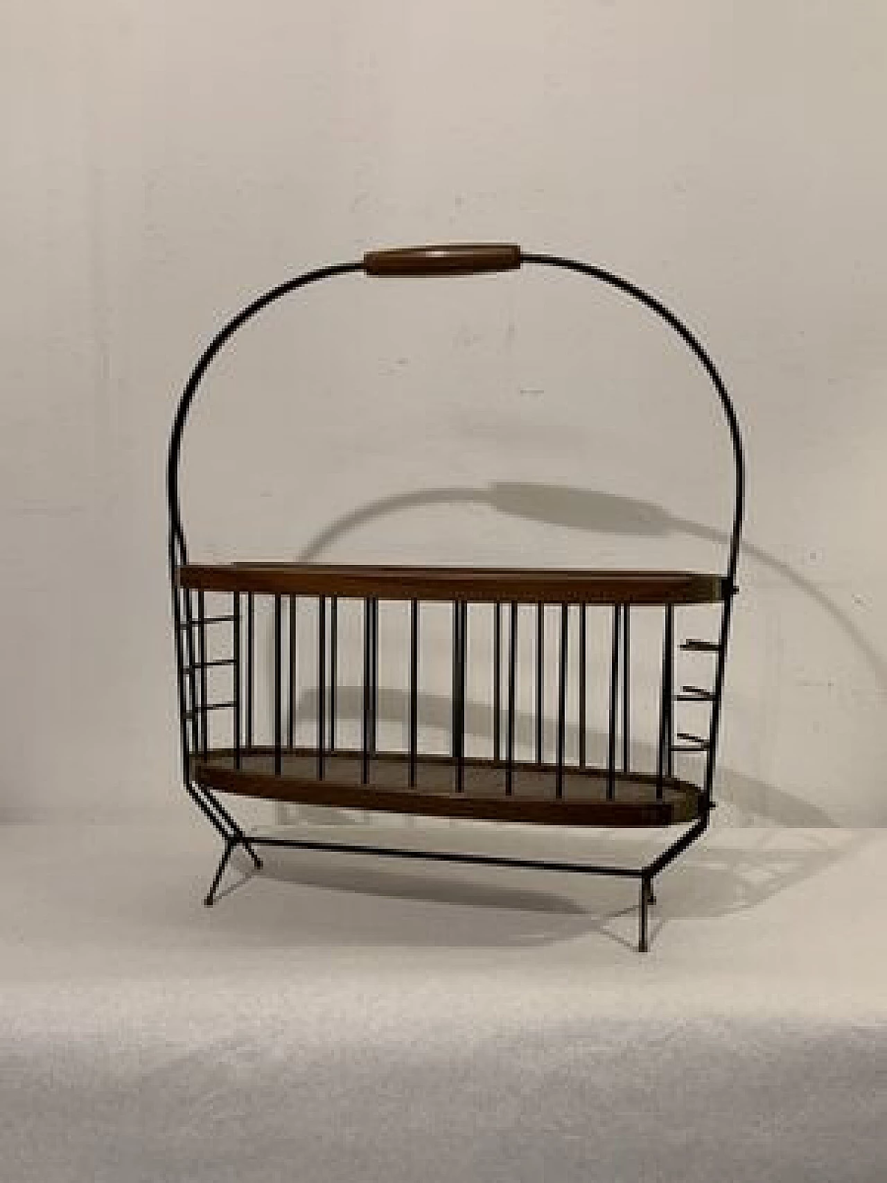 Teak, metal and brass magazine rack, 1960s 8