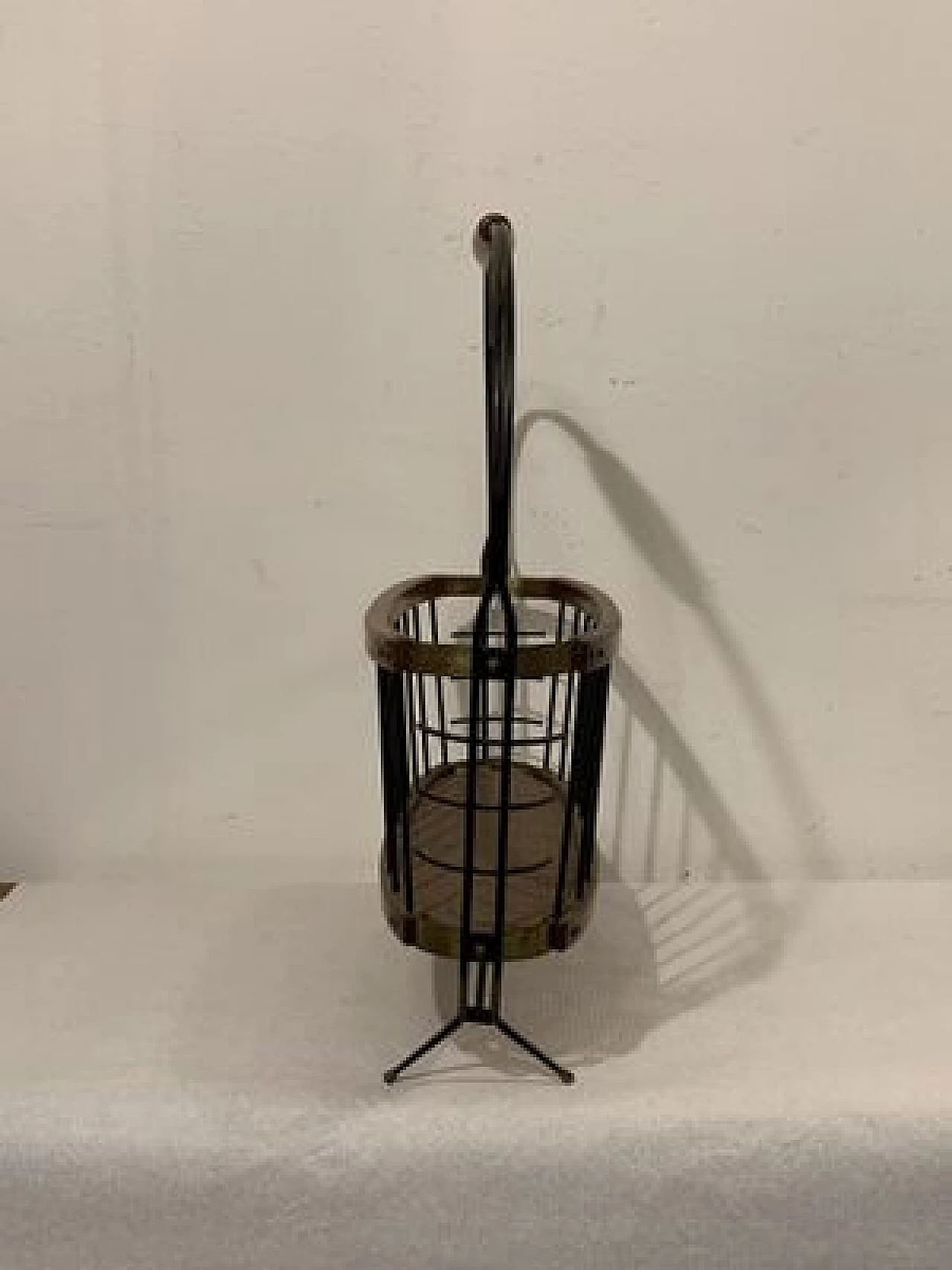 Teak, metal and brass magazine rack, 1960s 11