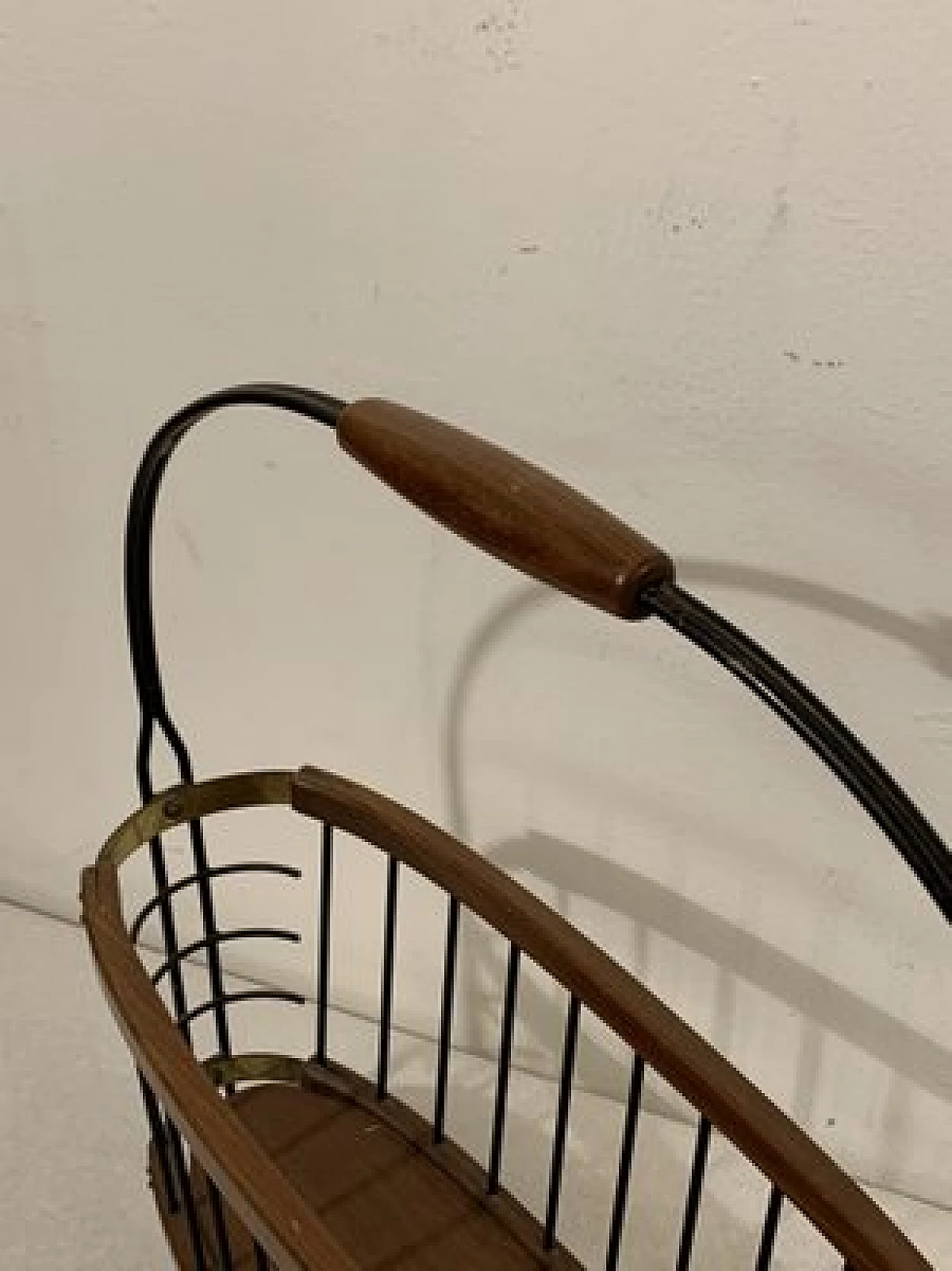 Teak, metal and brass magazine rack, 1960s 12