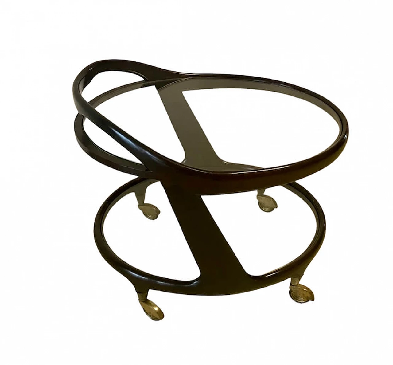 Wood and crystal bar cart by Cesare Lacca, 1950s 1