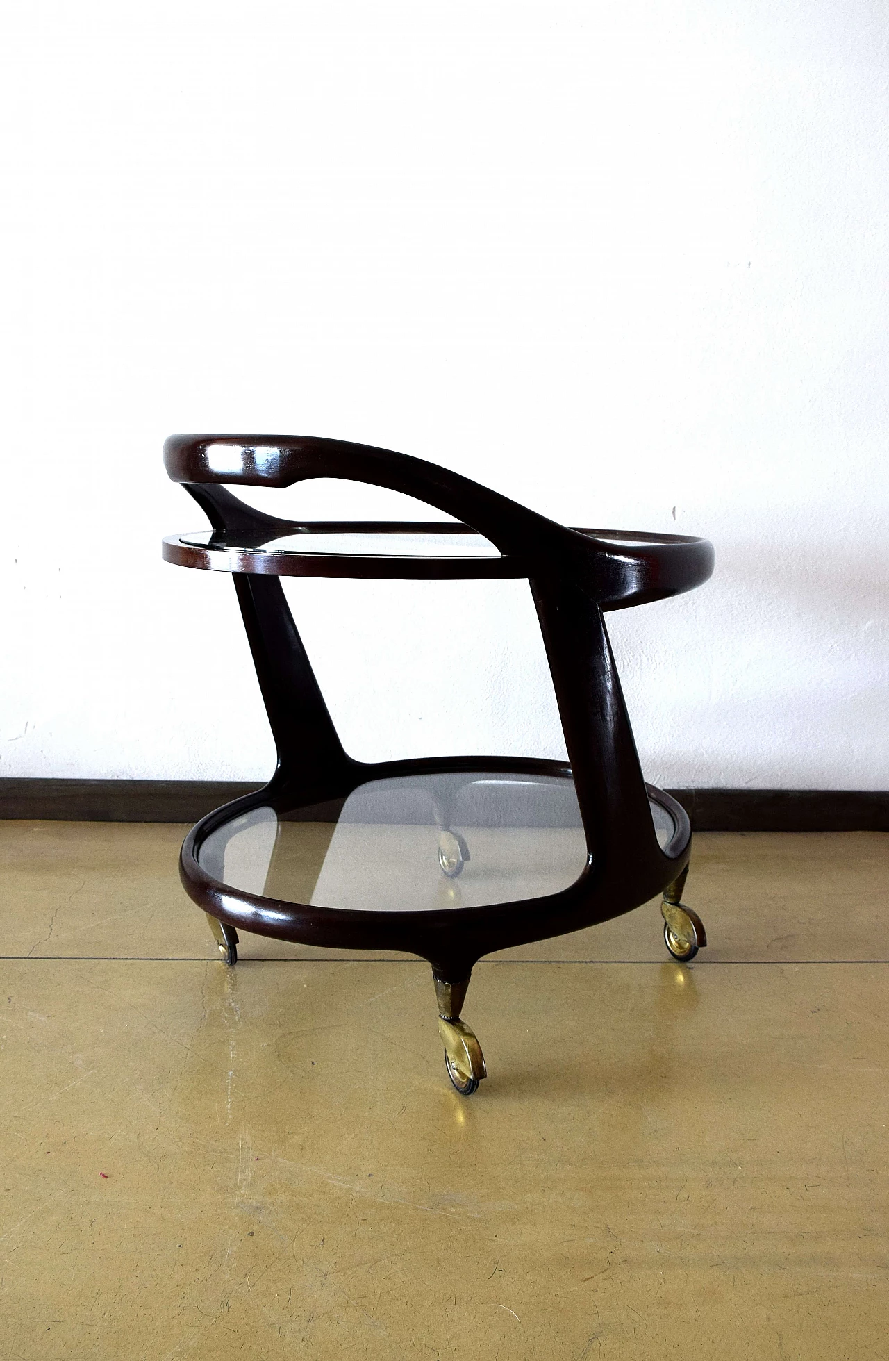 Wood and crystal bar cart by Cesare Lacca, 1950s 6