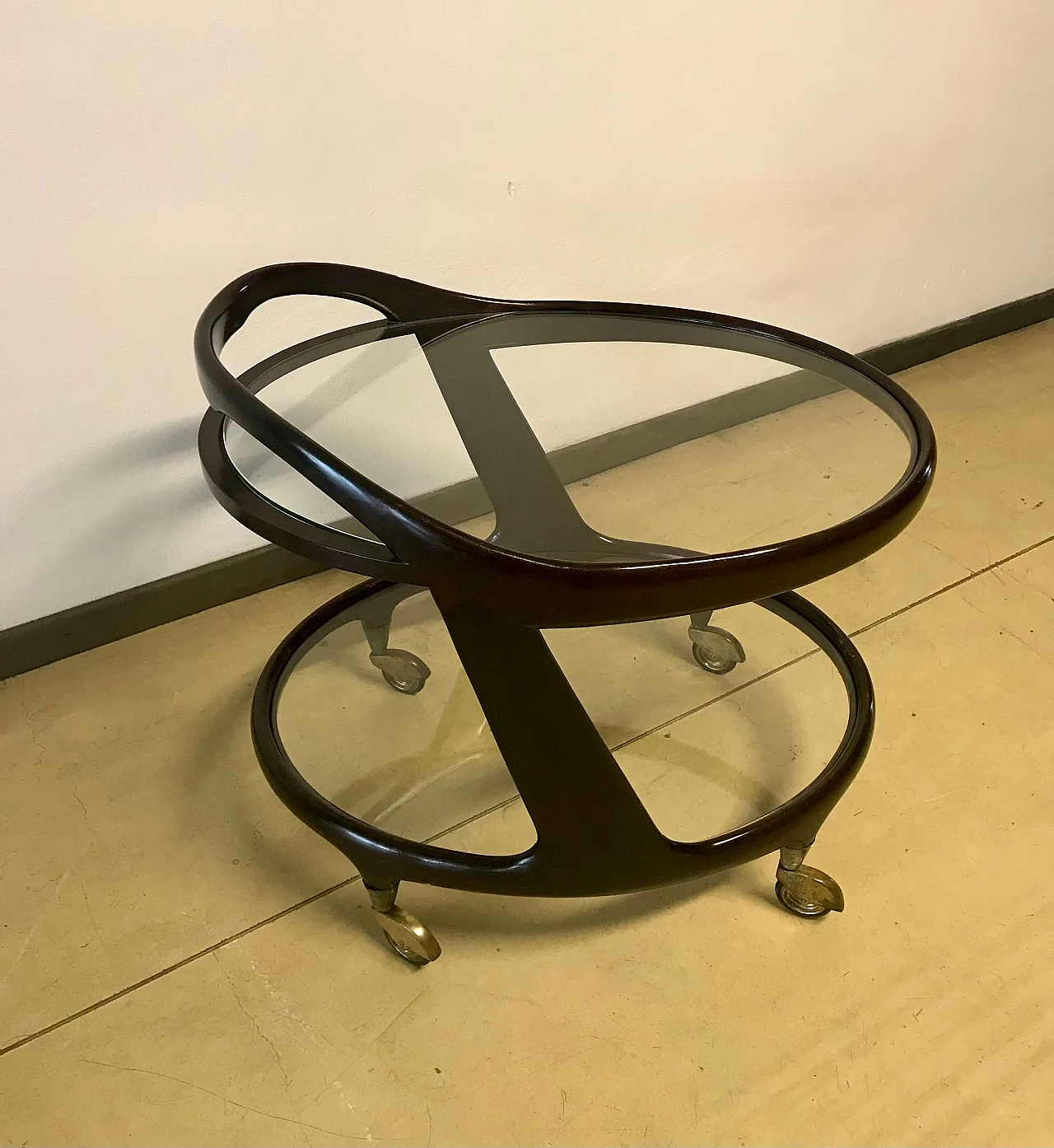 Wood and crystal bar cart by Cesare Lacca, 1950s 7