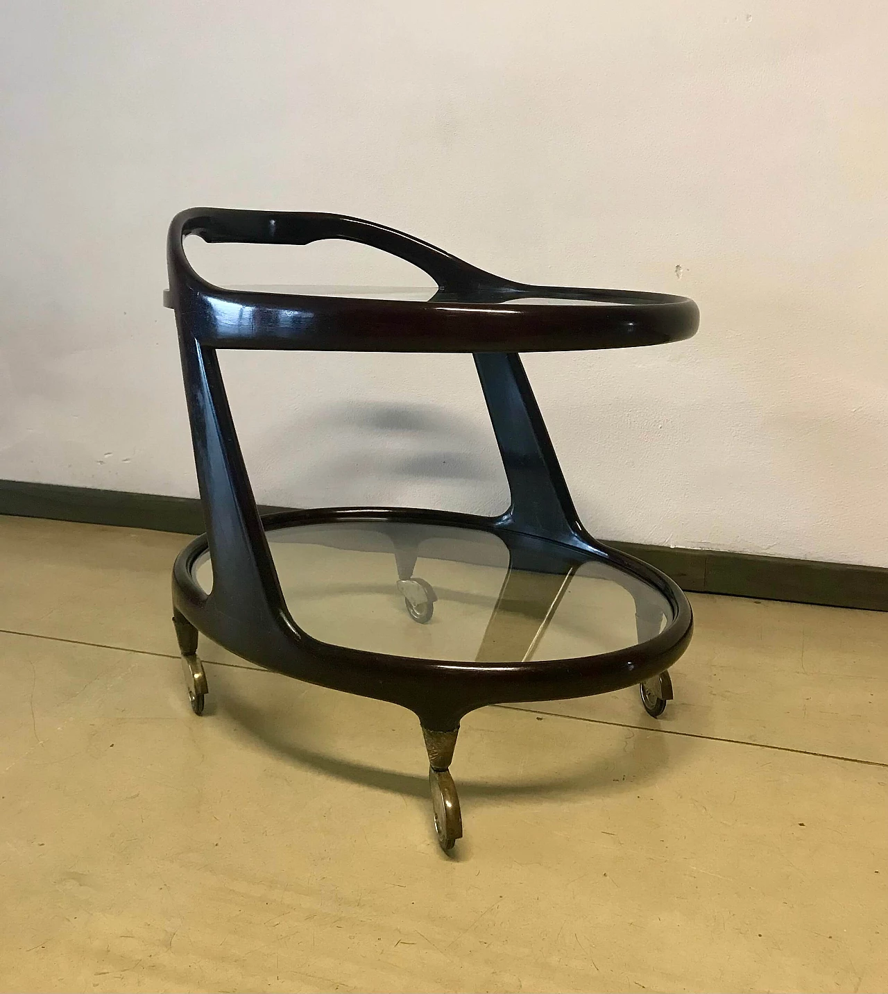Wood and crystal bar cart by Cesare Lacca, 1950s 9