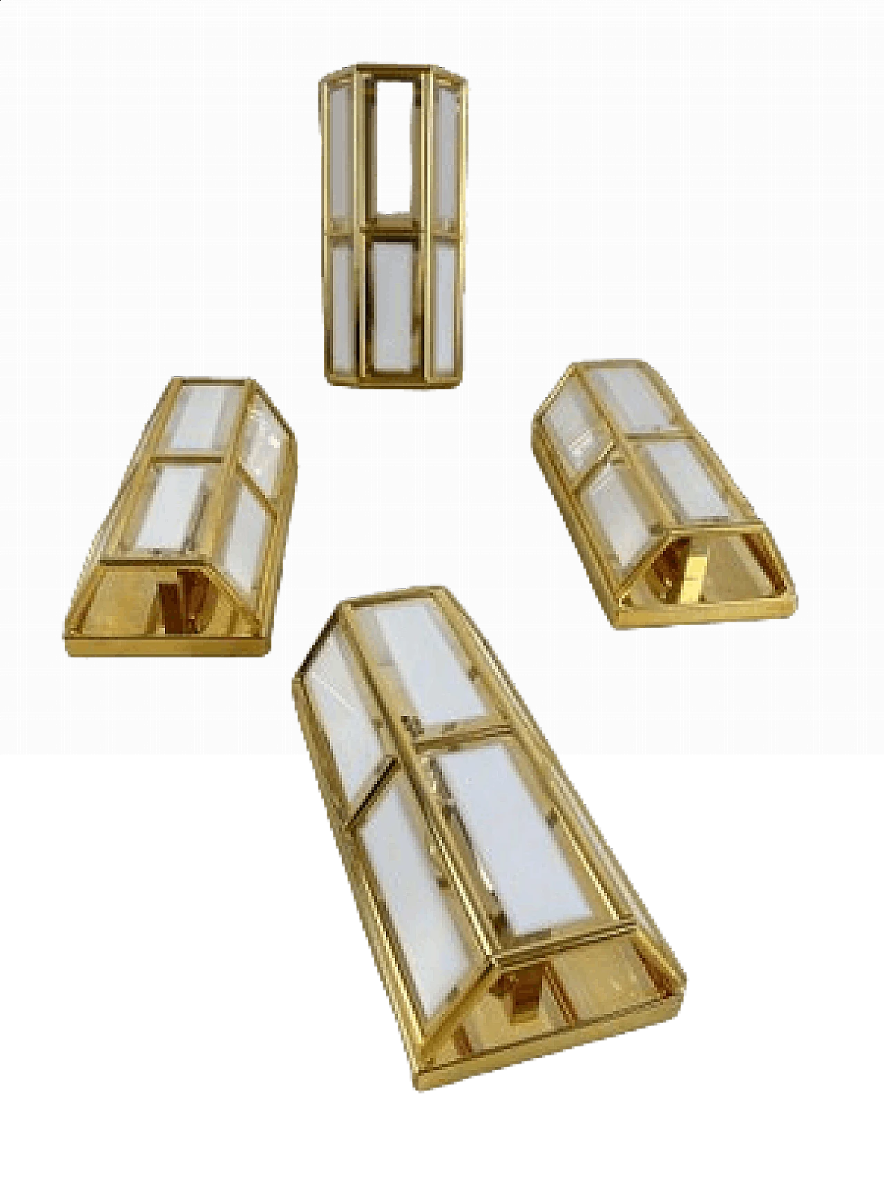 4 Brass and glass wall lamps, 1980s 7