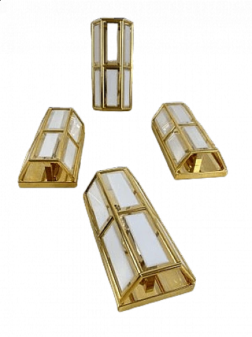 4 Brass and glass wall lamps, 1980s