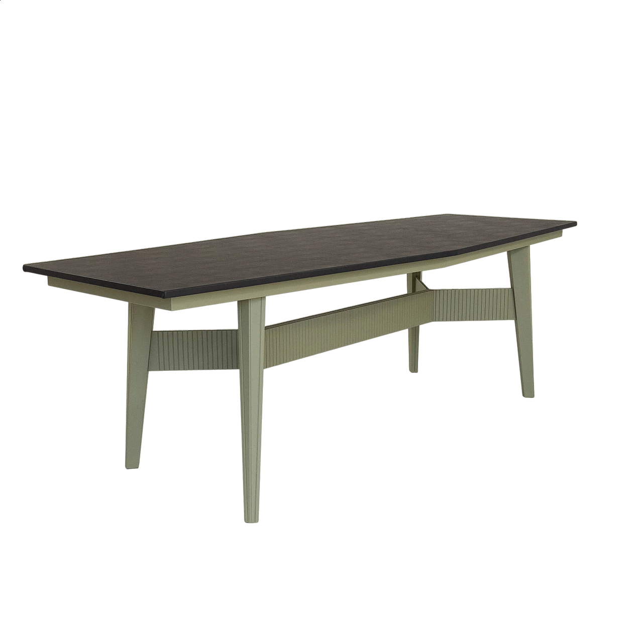 Tavolo in metallo verniciato verde e similpelle nera, anni '60 13