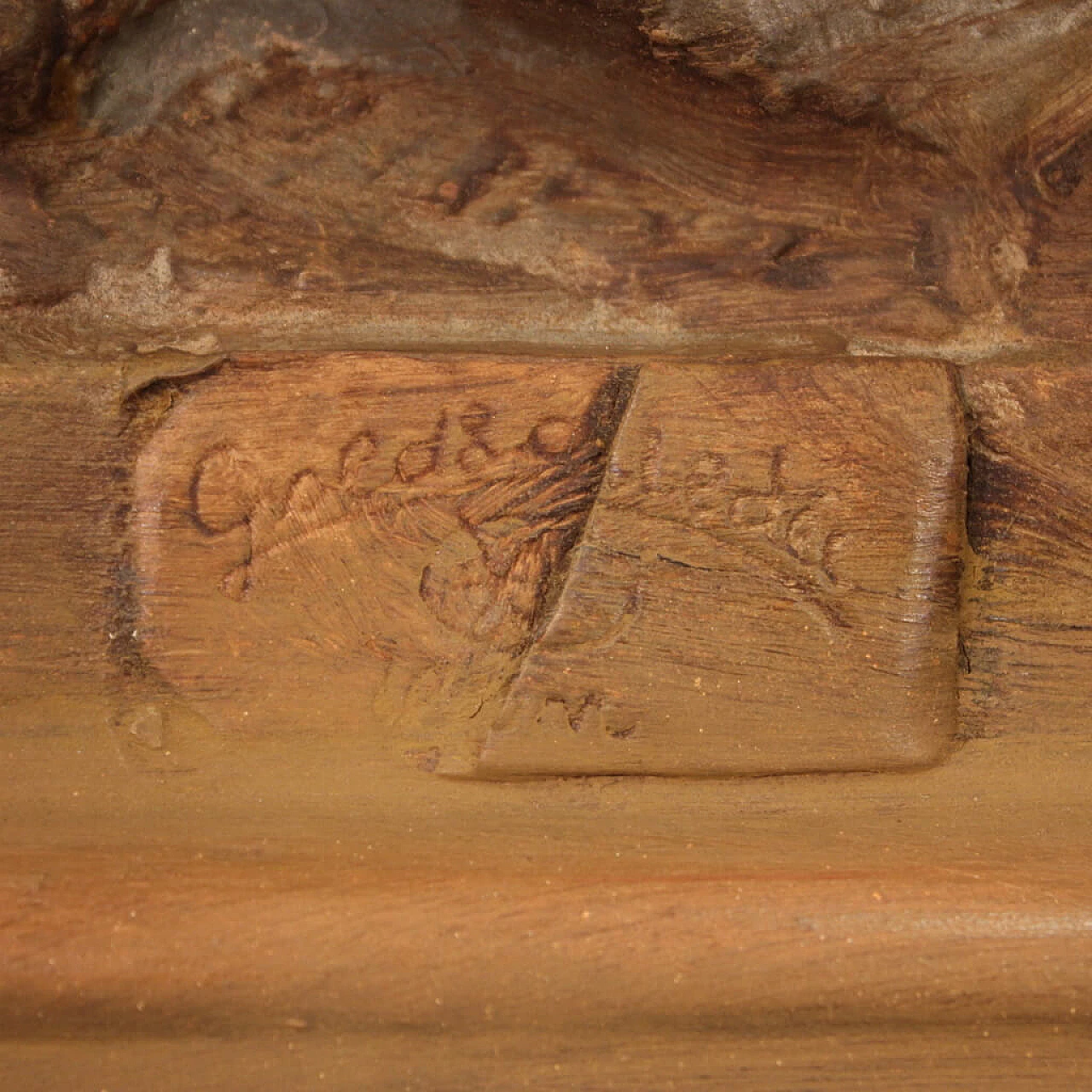 Scultura in terracotta di vaso e bambini di Goldscheider Wien 9