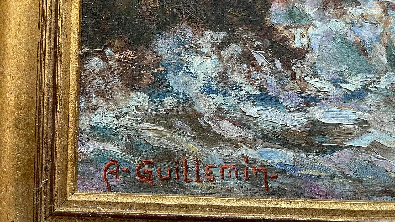 Tramonto sul mare, dipinto a olio su tavola, anni '50 1