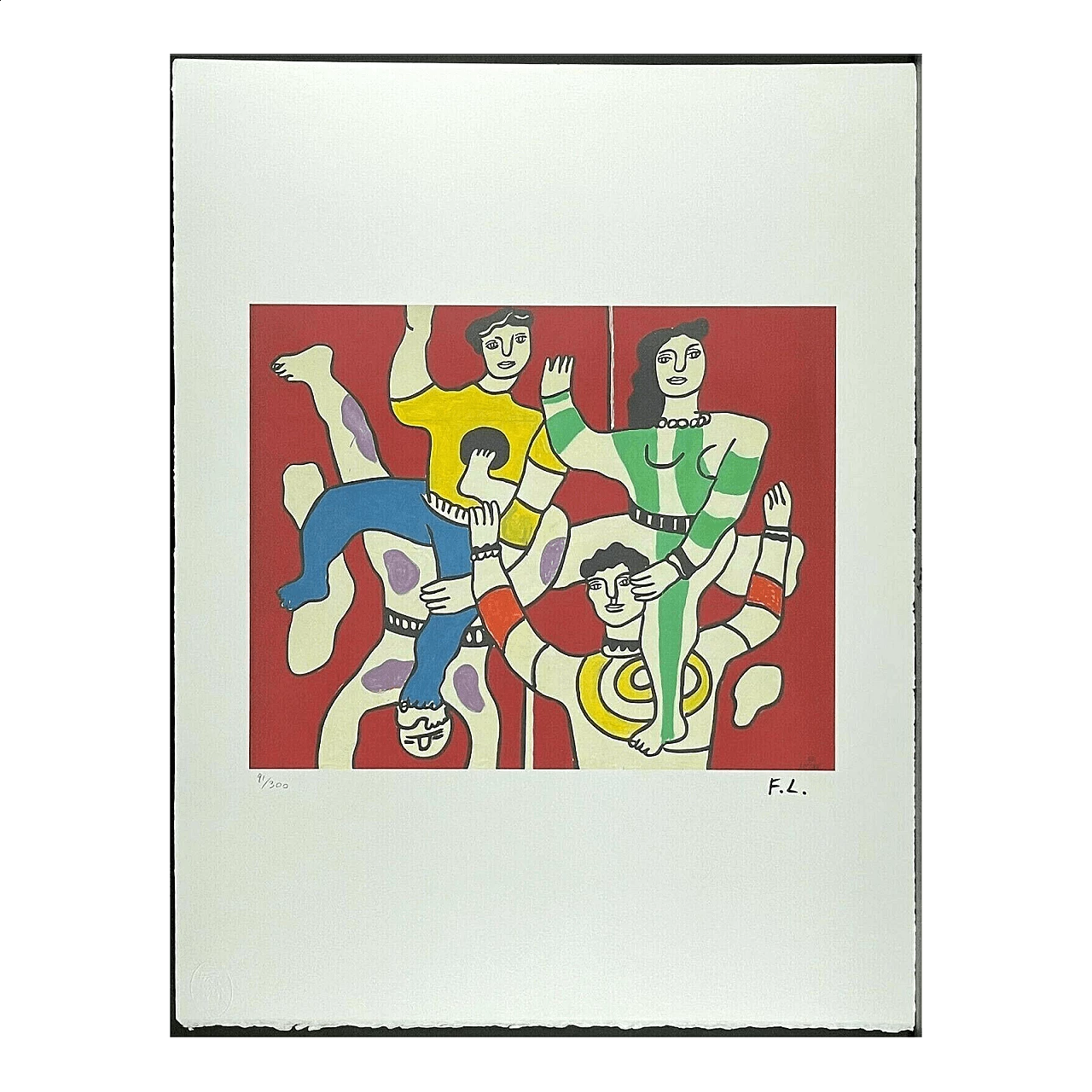 The Four Acrobats, lithography after Fernand Léger, 1990s 4