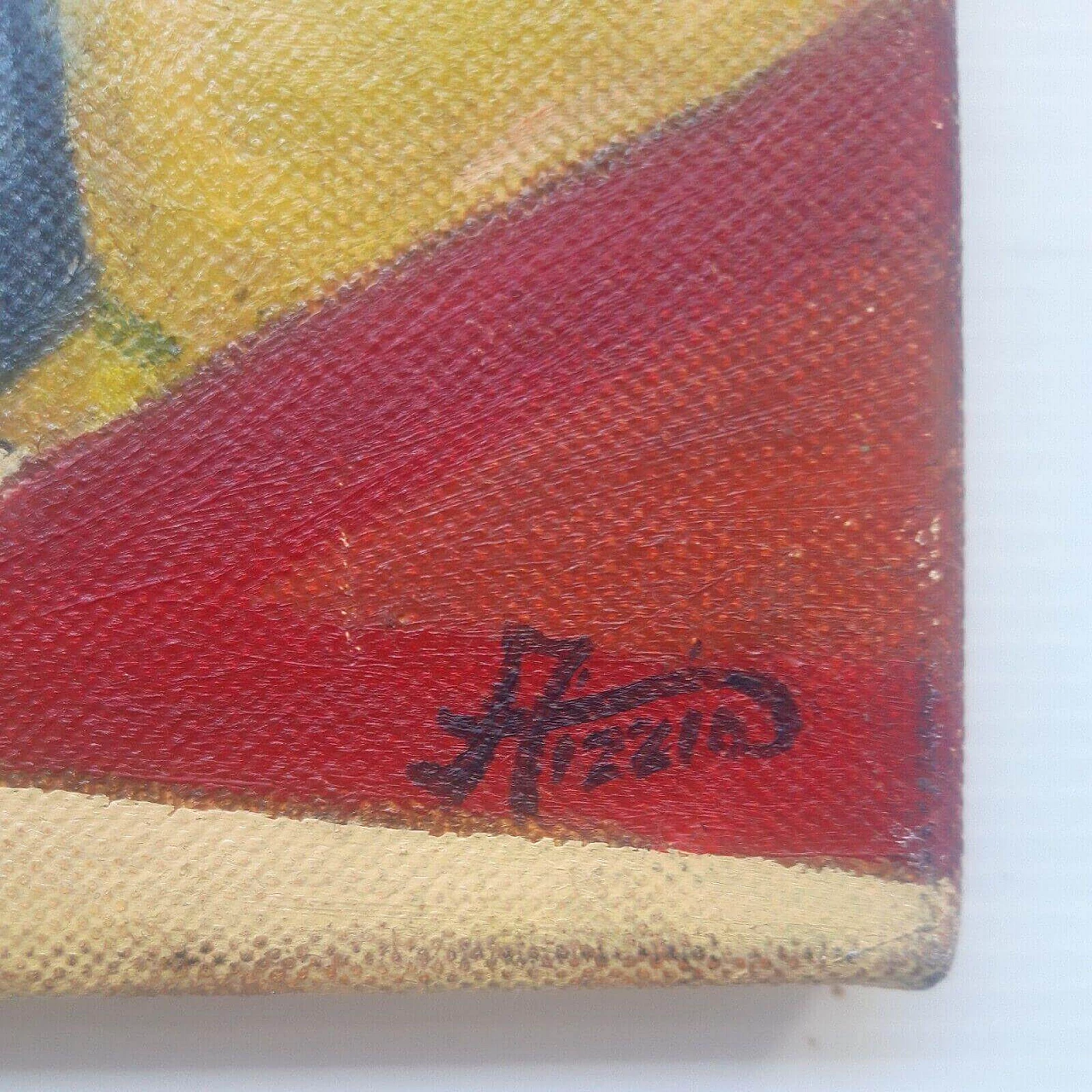 Composizione cubista, dipinto a olio su tela, anni '70 2