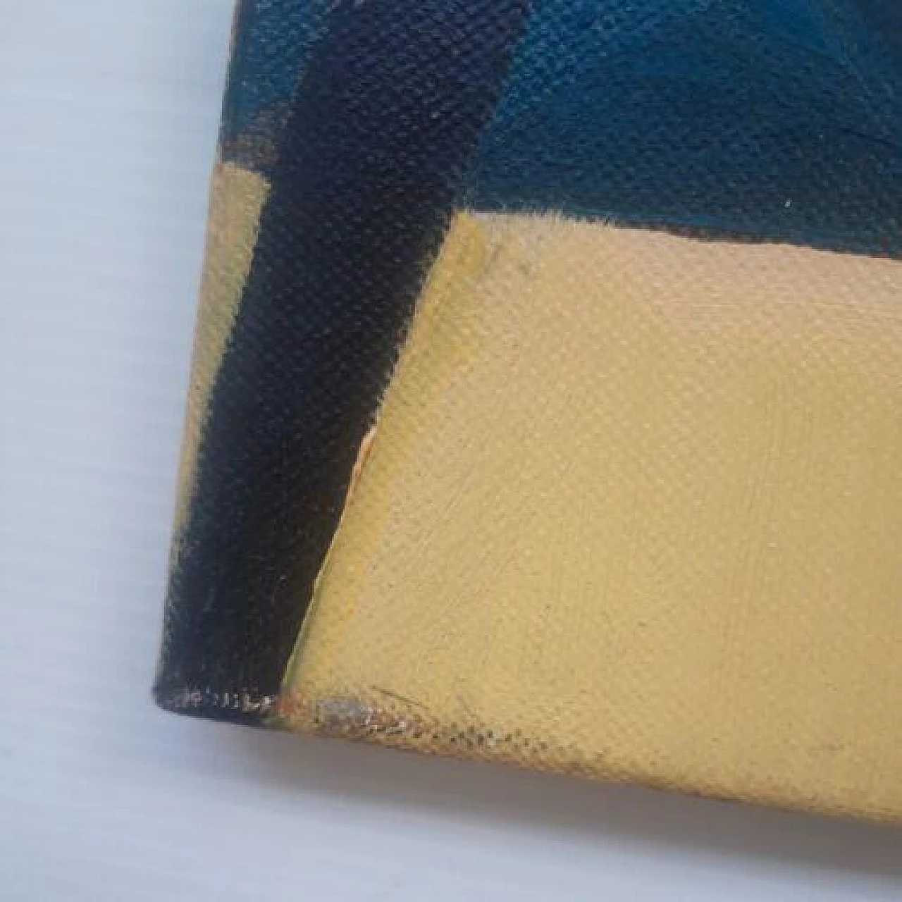 Composizione cubista, dipinto a olio su tela, anni '70 3