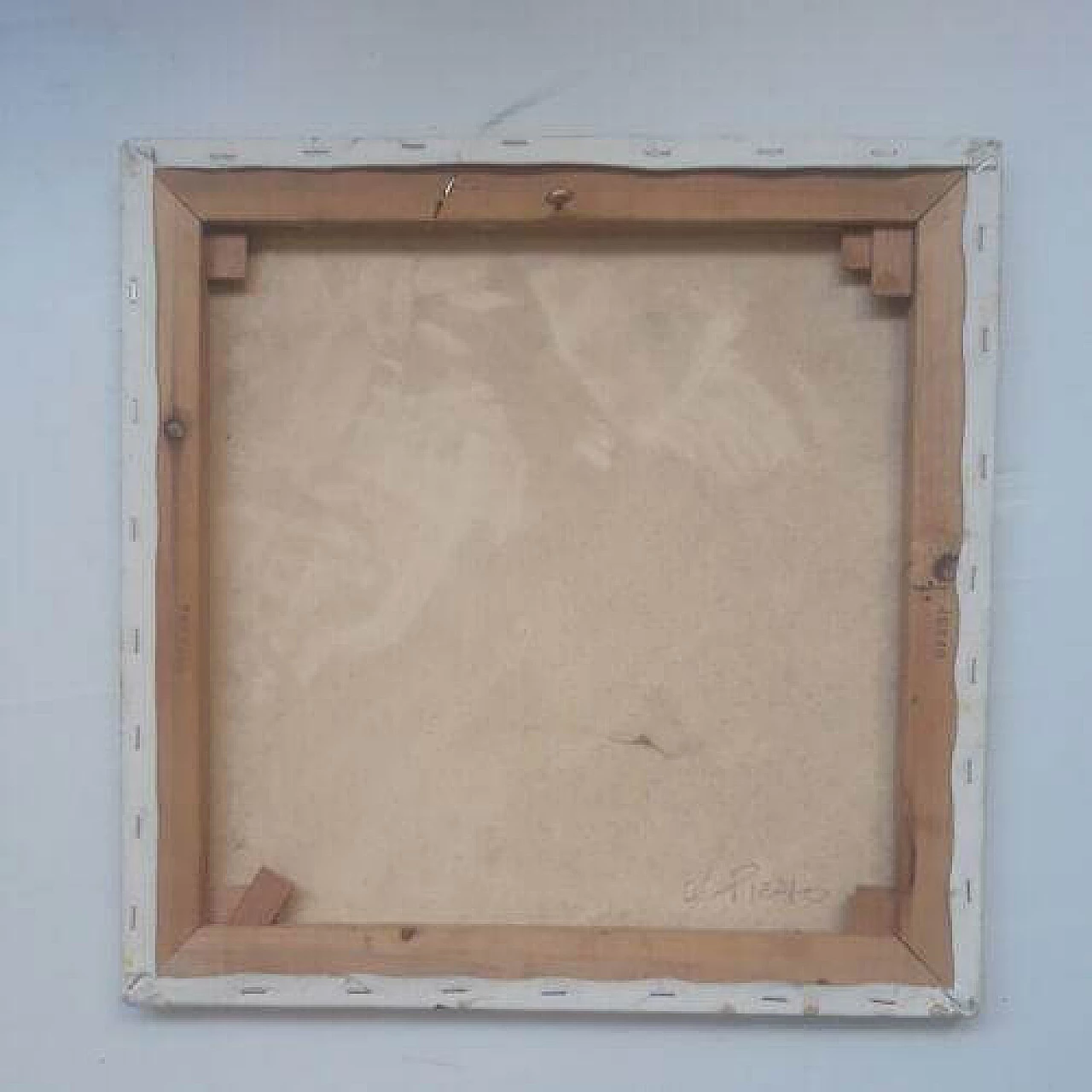 Composizione cubista, dipinto a olio su tela, anni '70 9