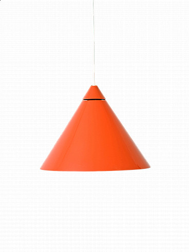 Scandinavian orange metal pendant lamp, 1960s
