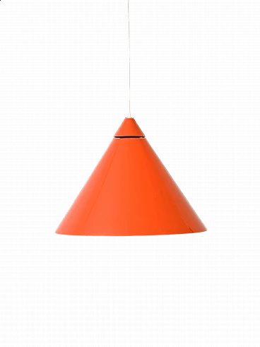 Lampada a sospensione scandinava in metallo color arancione, anni '60