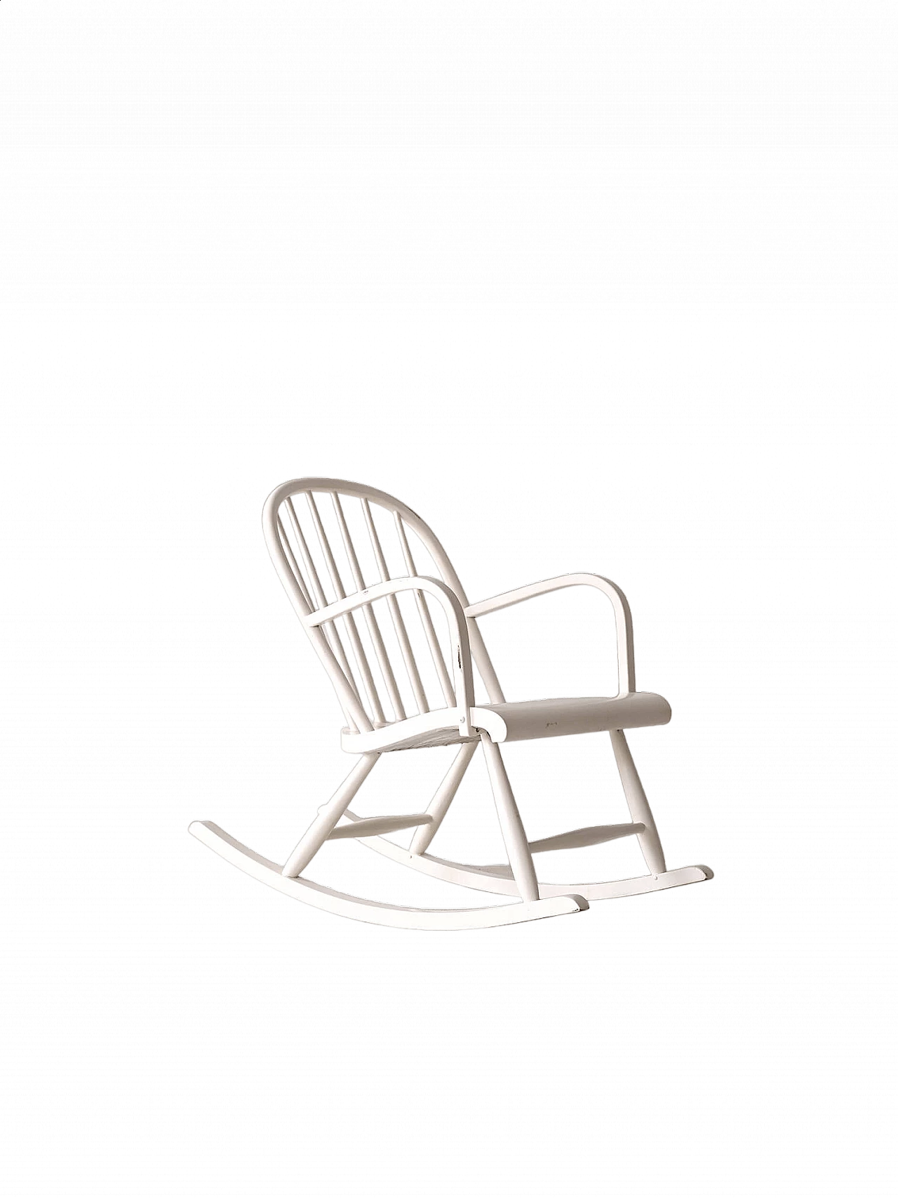 Scandinavian white painted wood rocking chair, 1960s 10