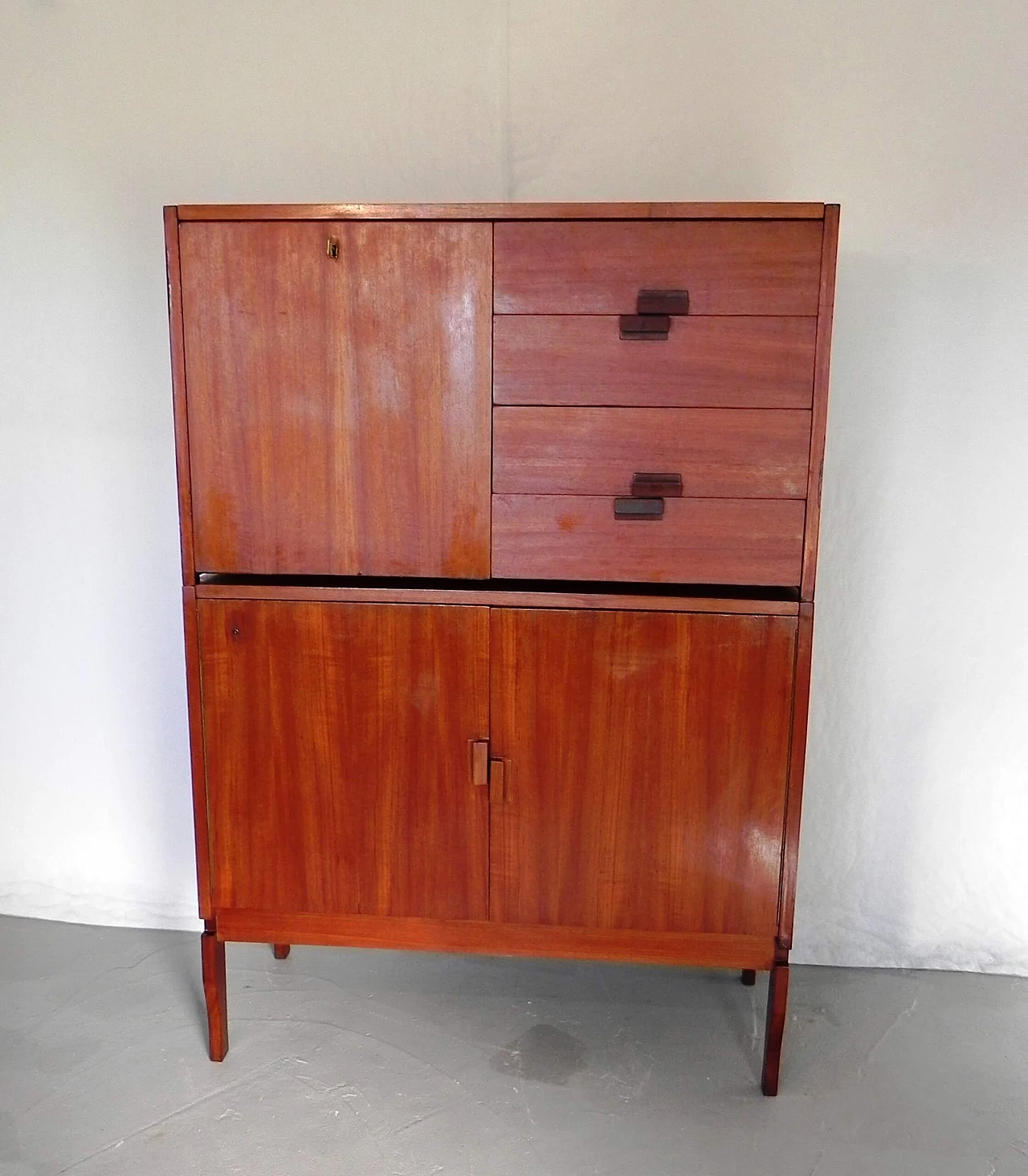 Mahogany-covered plywood modular sideboard, 1960s 1