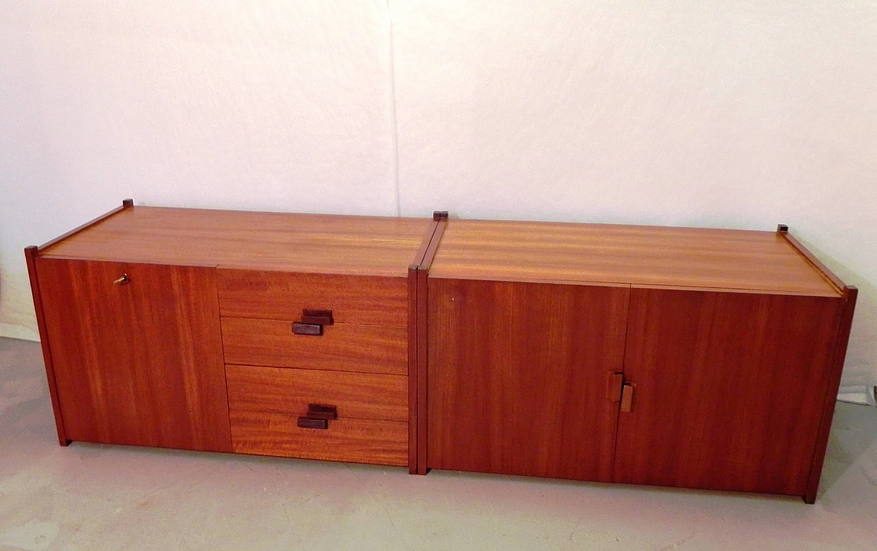 Mahogany-covered plywood modular sideboard, 1960s 3