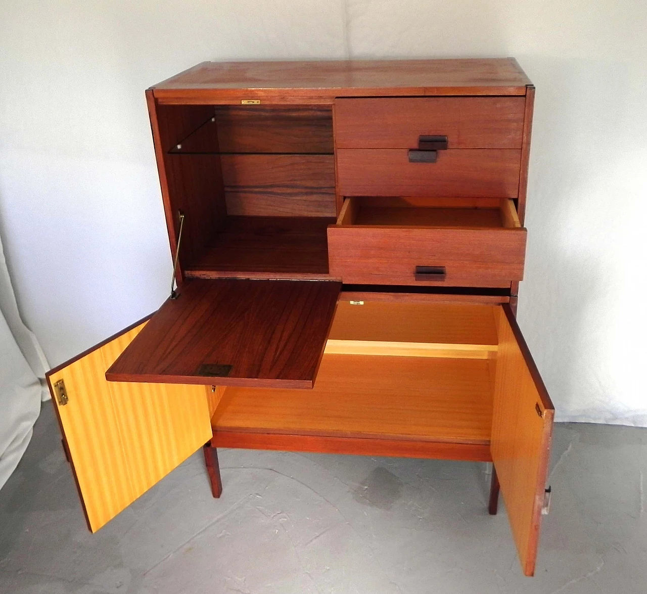 Mahogany-covered plywood modular sideboard, 1960s 5