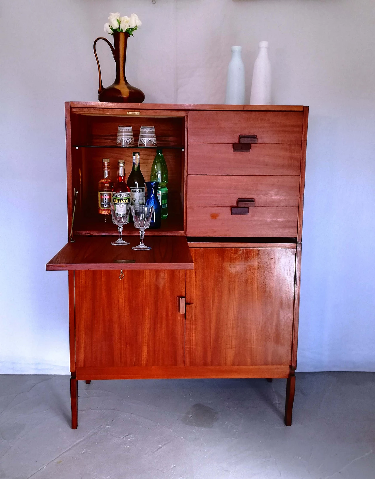 Mahogany-covered plywood modular sideboard, 1960s 6