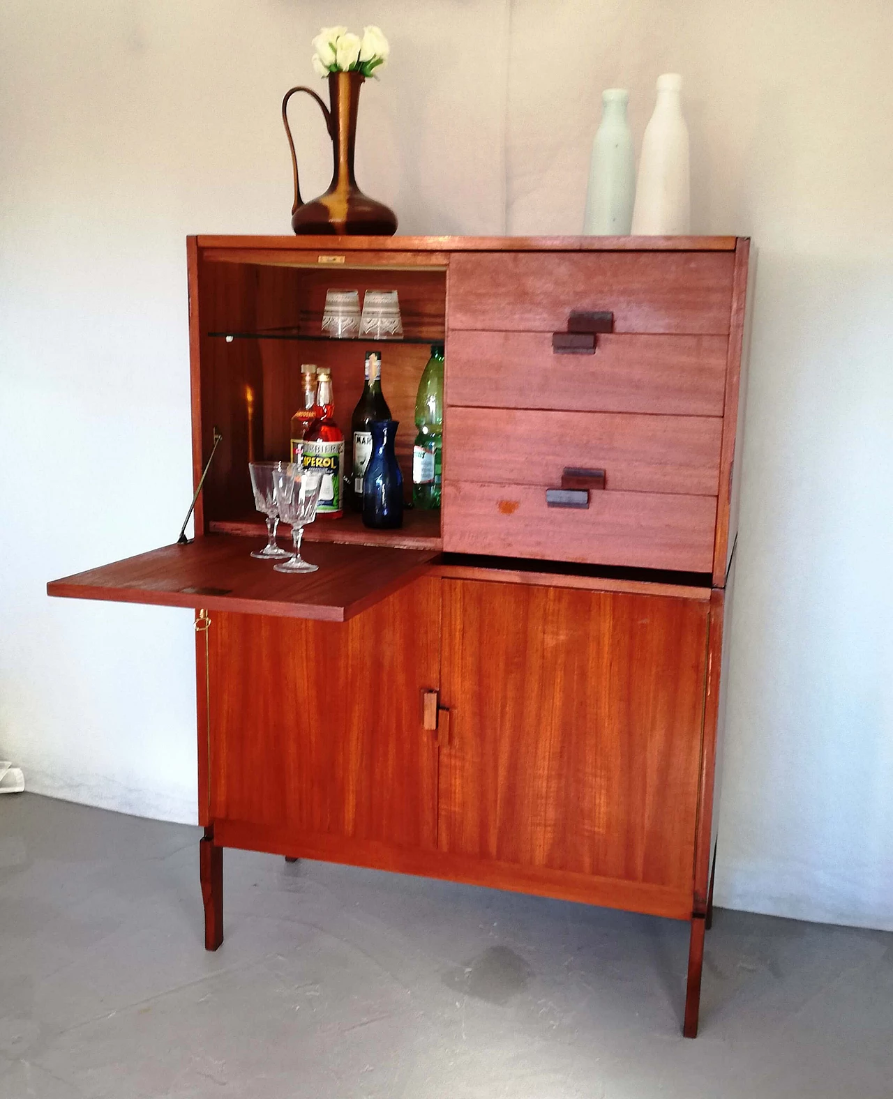 Mahogany-covered plywood modular sideboard, 1960s 7