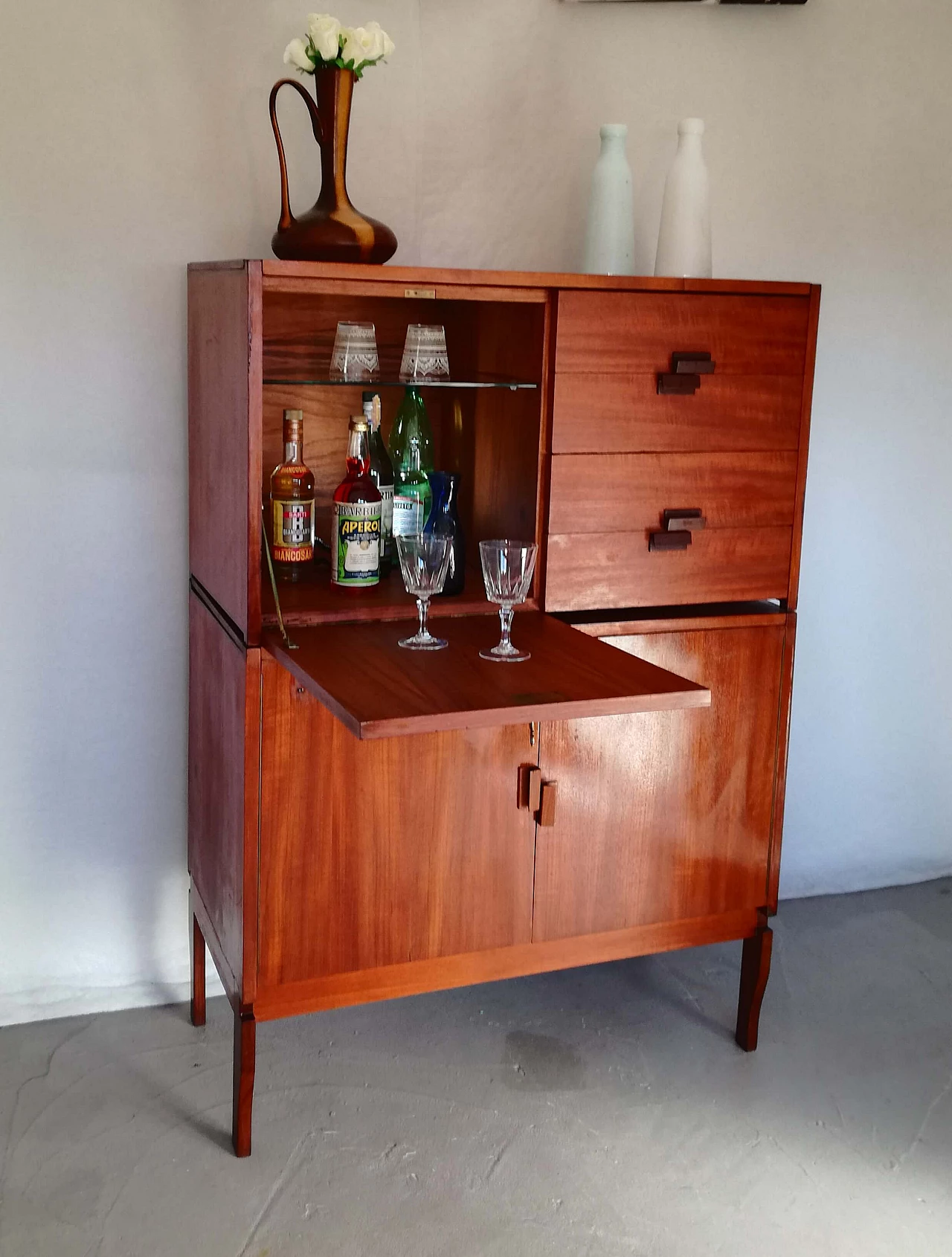 Mahogany-covered plywood modular sideboard, 1960s 9