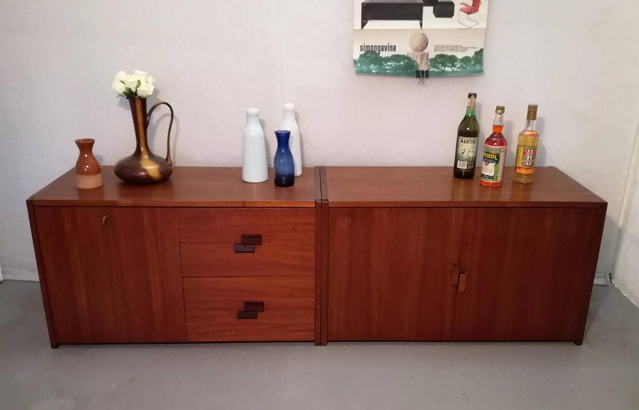 Mahogany-covered plywood modular sideboard, 1960s 10