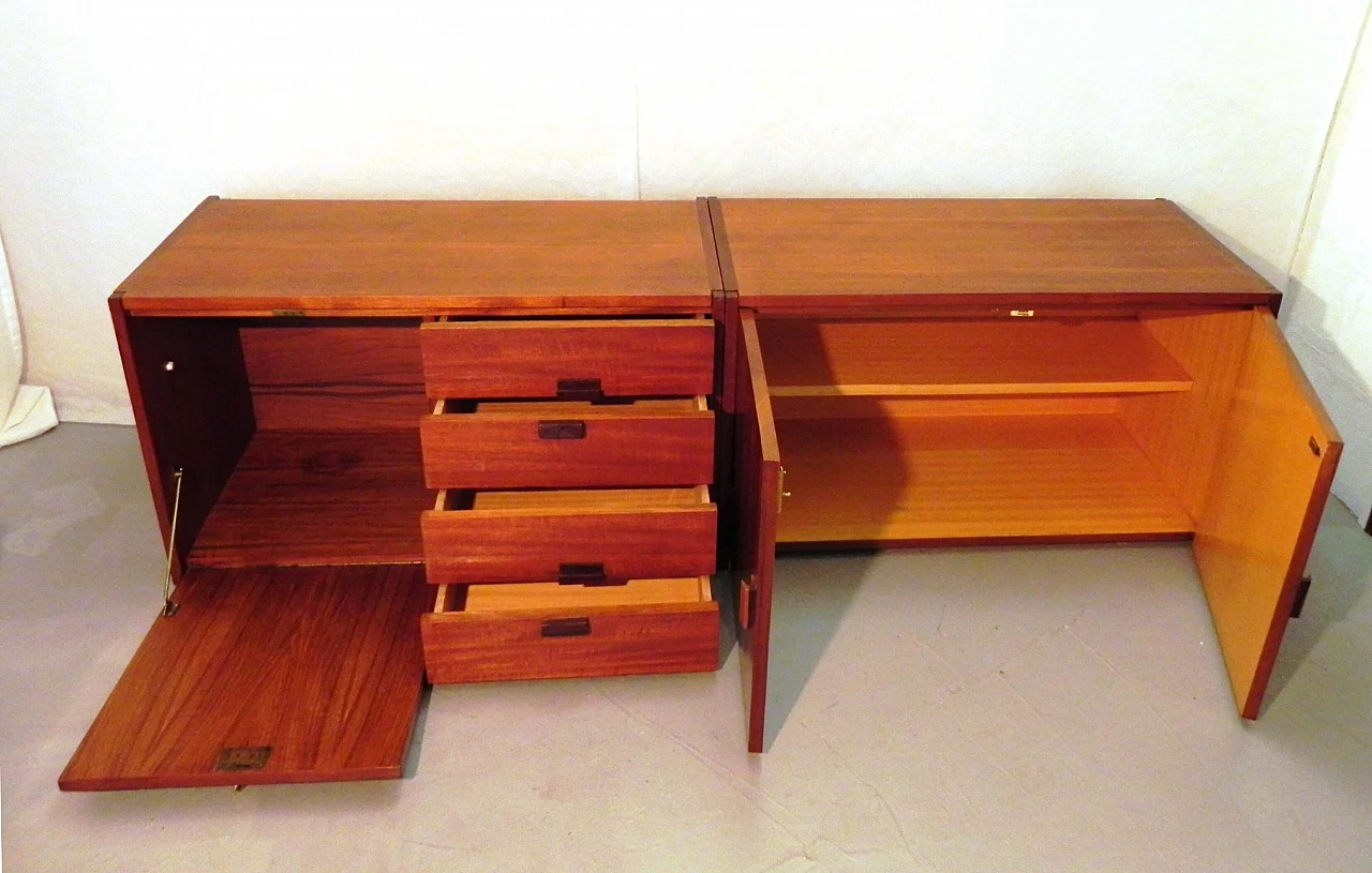 Mahogany-covered plywood modular sideboard, 1960s 14