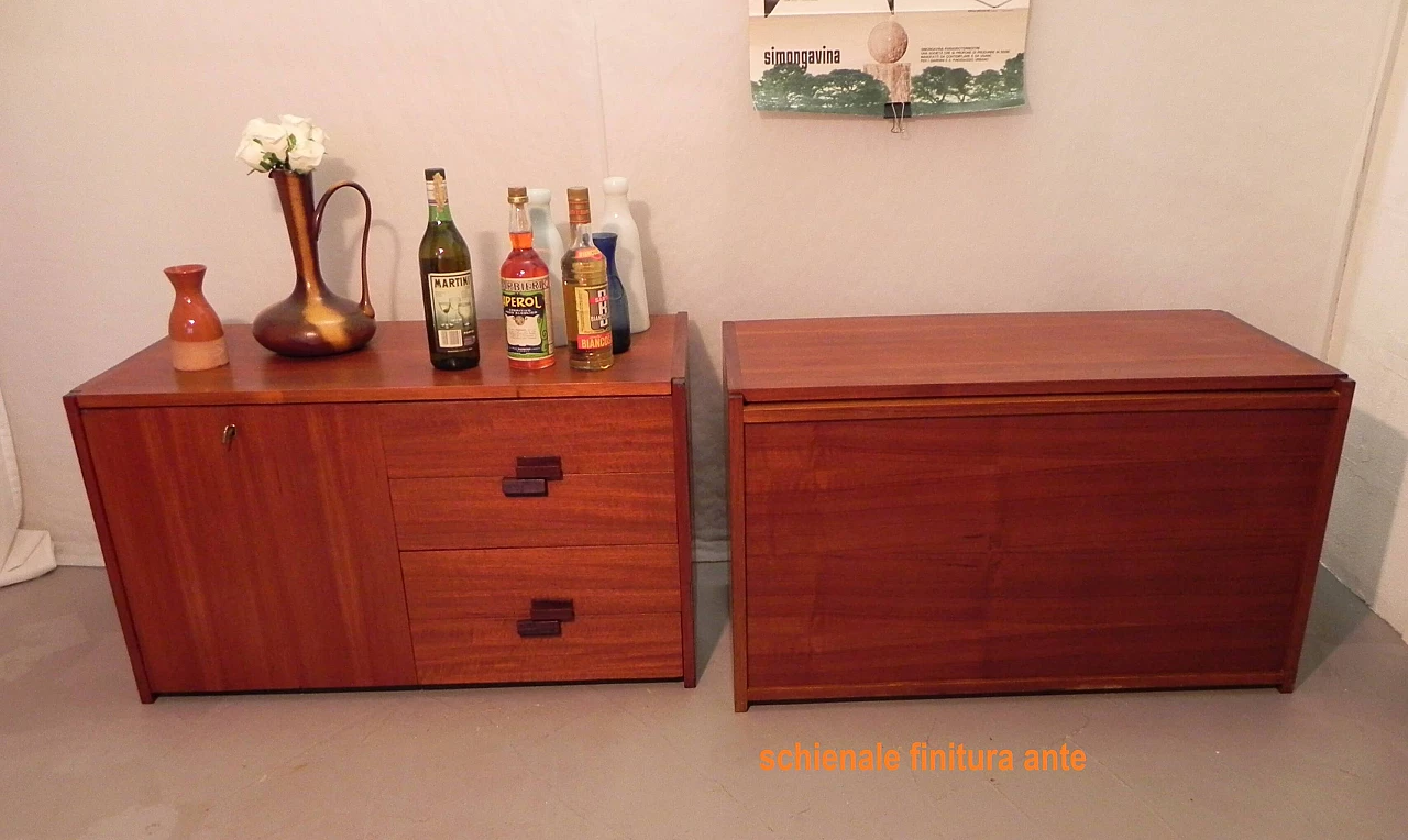 Mahogany-covered plywood modular sideboard, 1960s 15